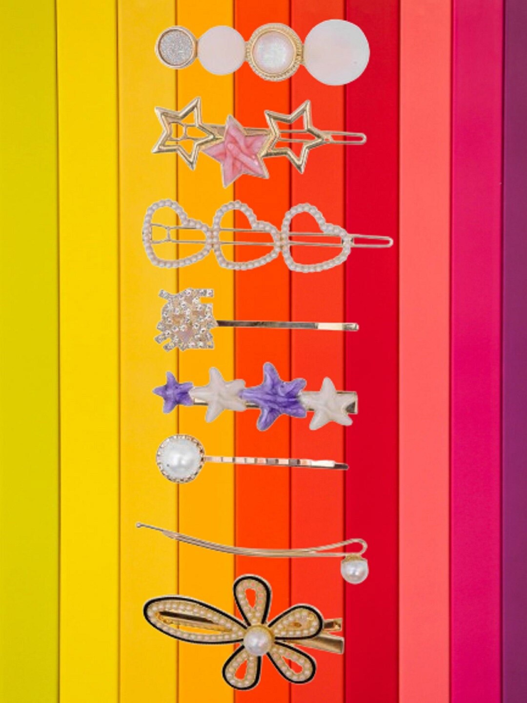 

Crunchy Fashion Women Multicoloured Bobby Pins, Gold