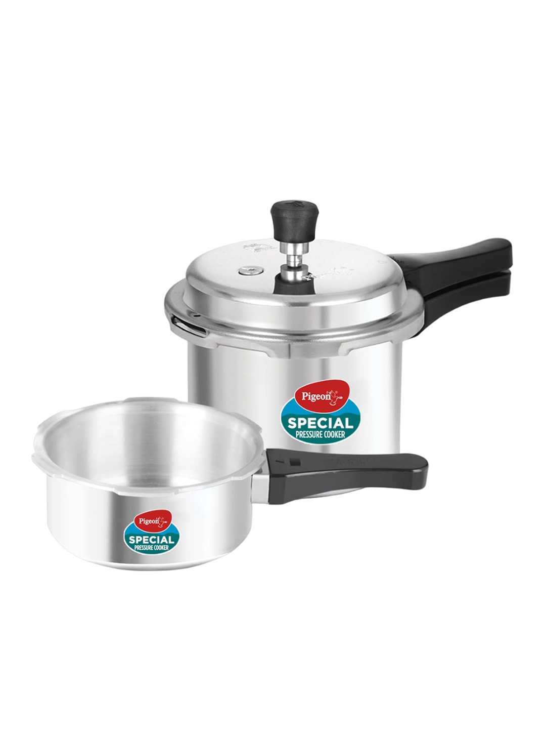 

Pigeon Set of 2 Aluminium Outerlid Pressure Cookers with Induction - 2, 3 L, Silver