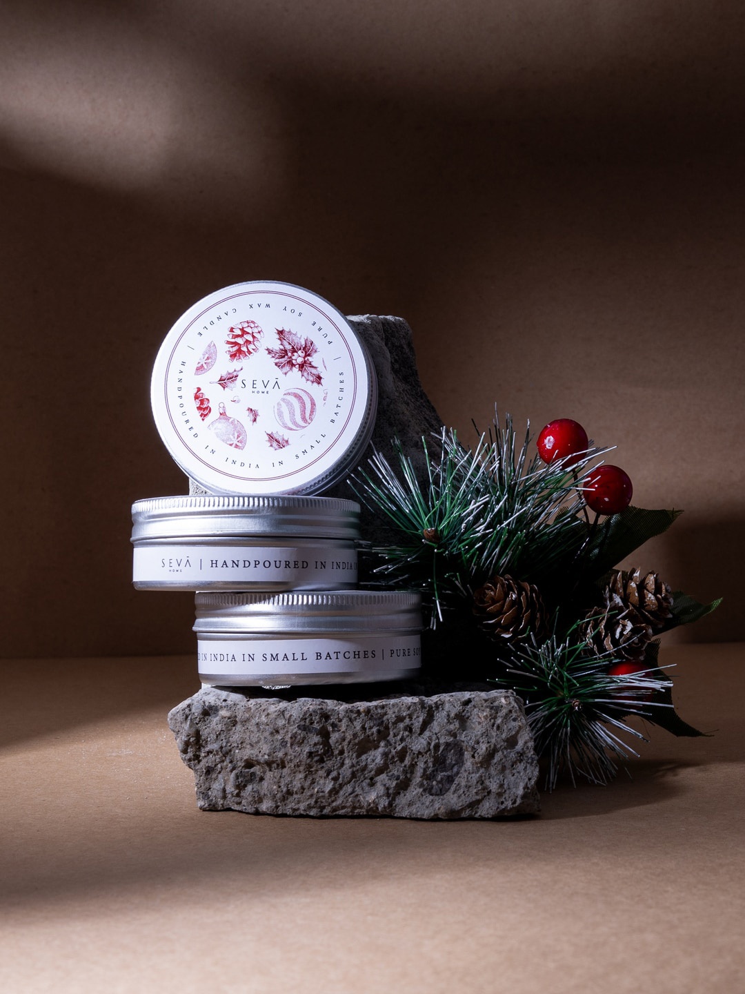 

Seva Home Set Of 3 Ornament Travel Candles, Silver