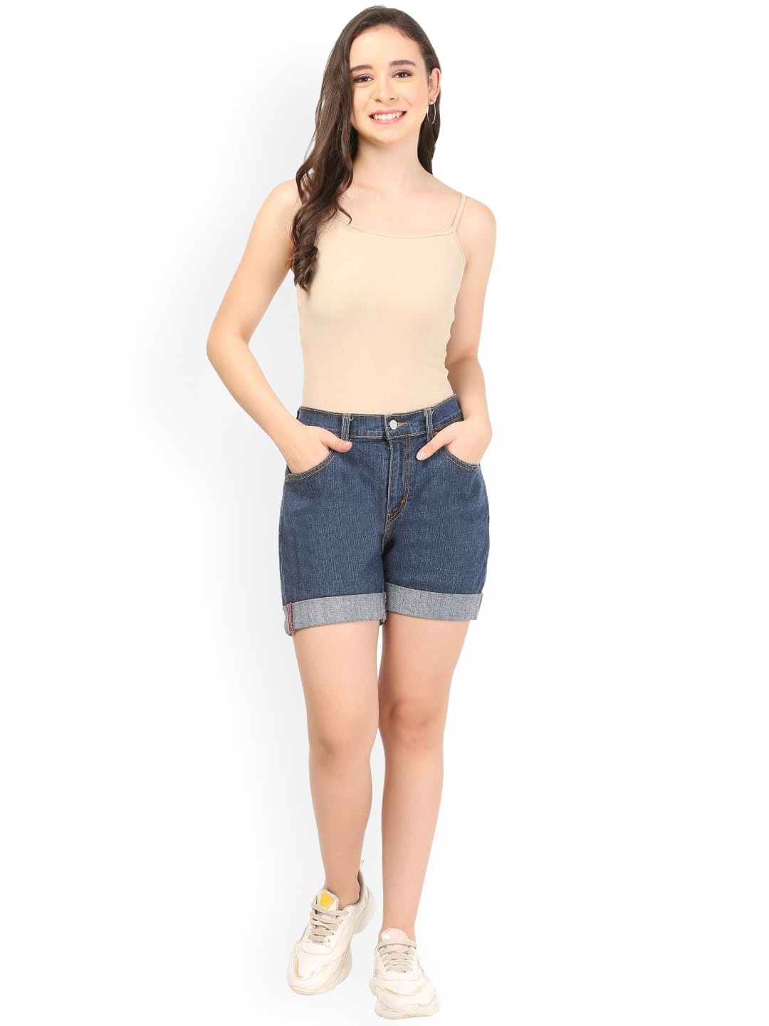 

KEX Women Mid-Rise Denim Shorts, Blue