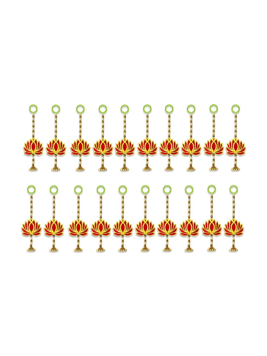 

iHandikart Red 20 Pieces Lotus With Beads Door Hanging Festival Decor