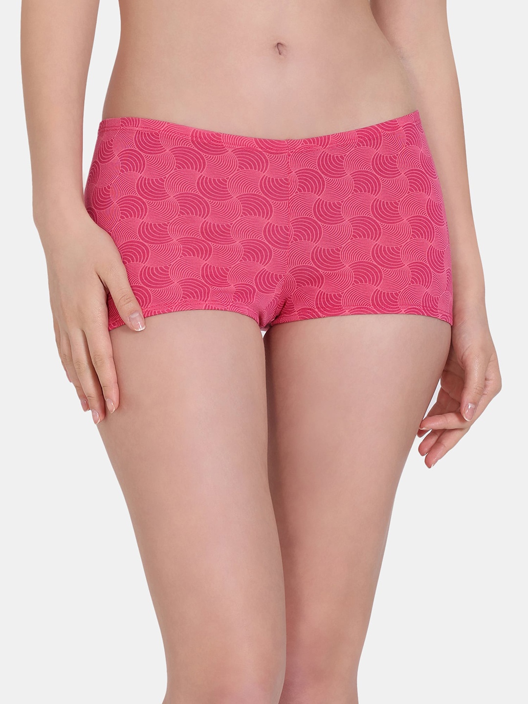 

Zivame Abstract Printed Boy Shorts Briefs, Pink