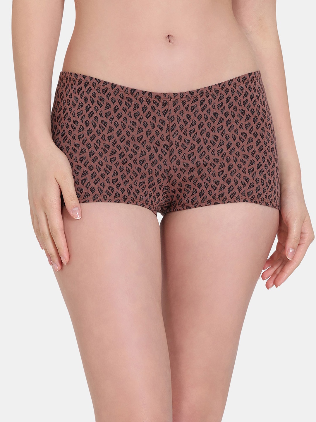 

Zivame Abstract Printed Boy Shorts Briefs, Brown