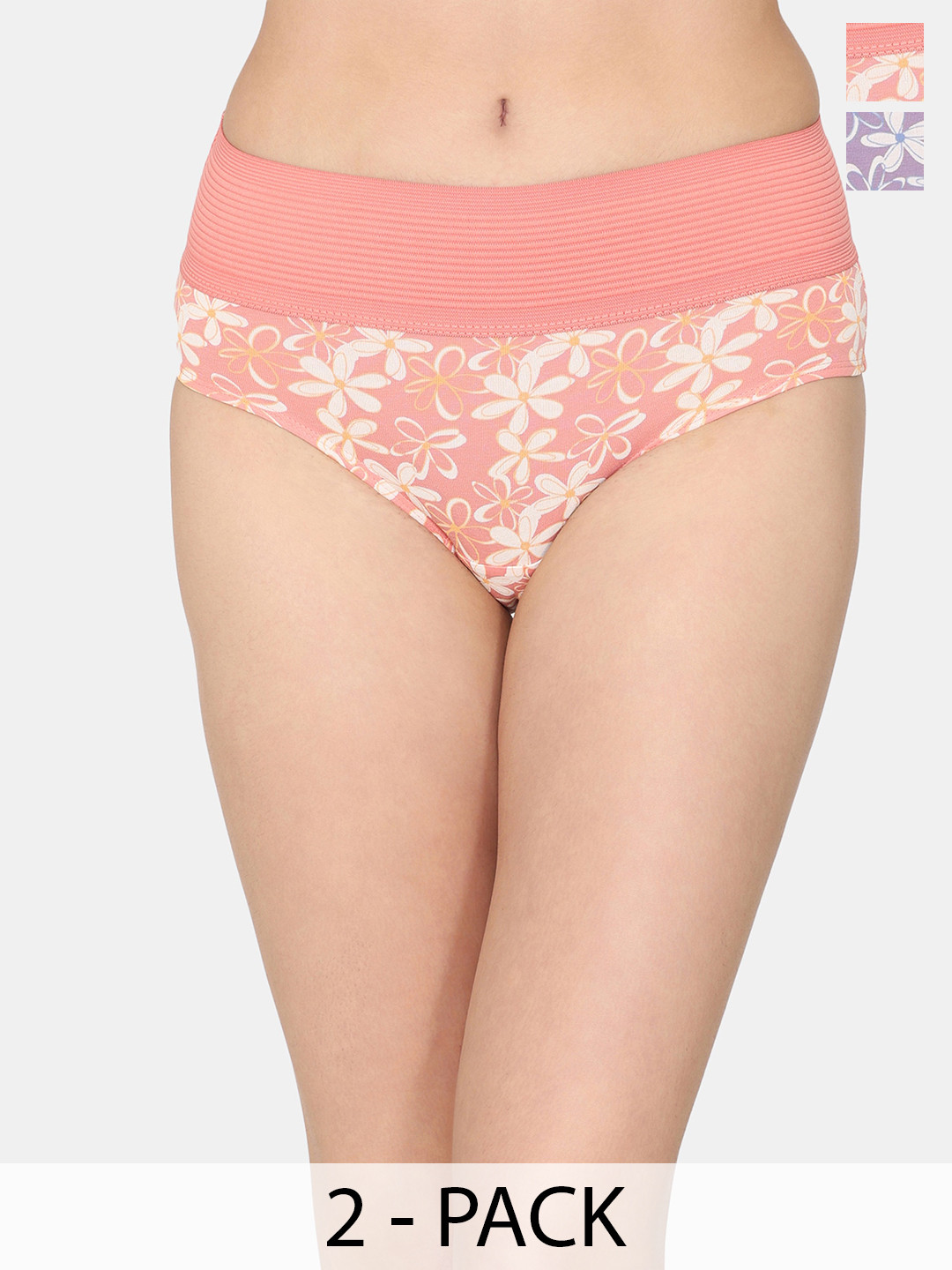 

Zivame Pack Of 2 Printed Hipster Briefs, Purple