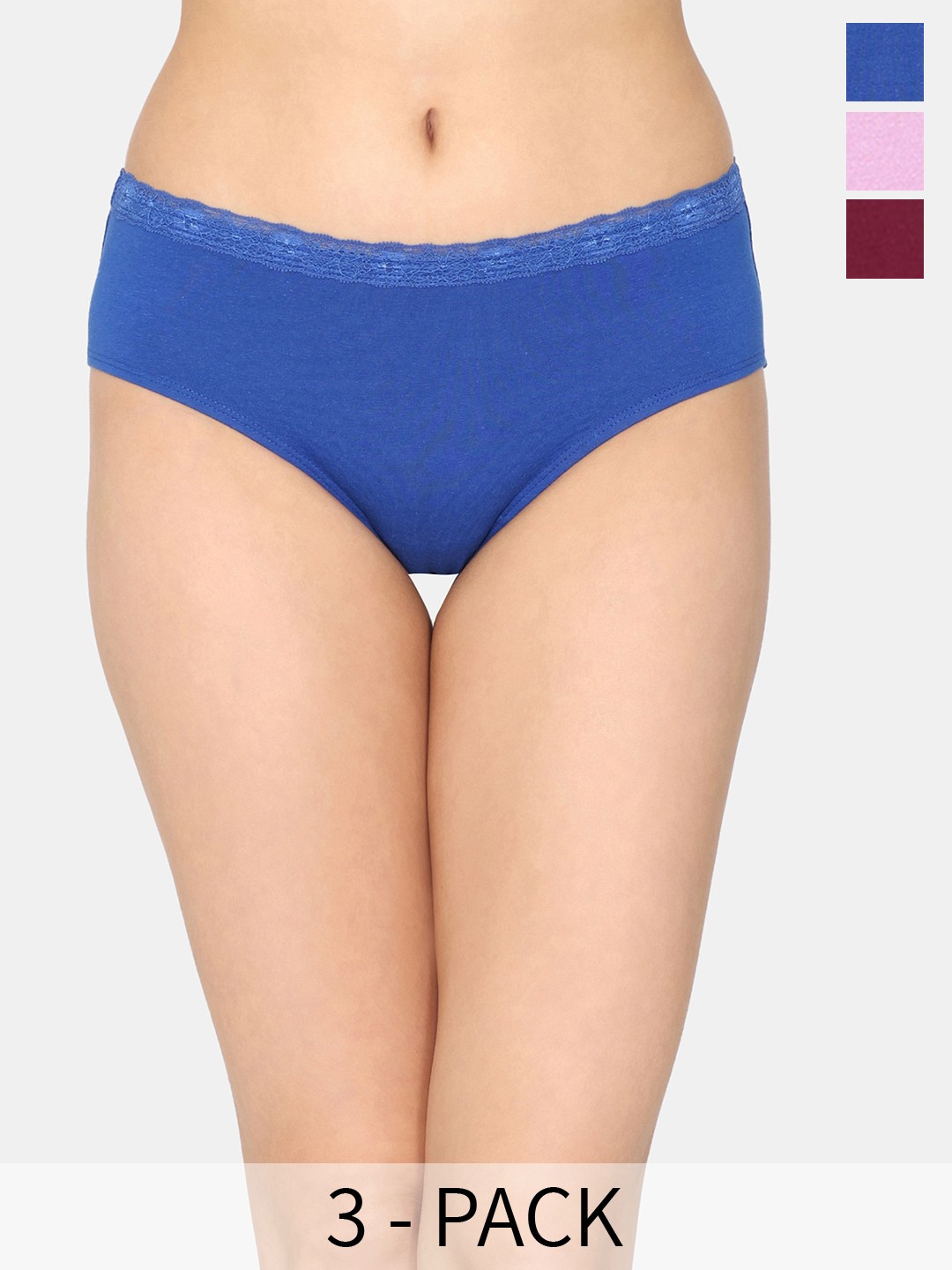 

Zivame Pack Of 3 Hipster Briefs, Blue