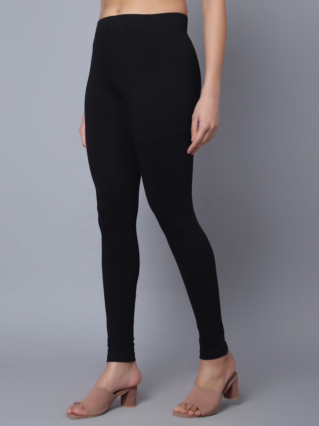 

DIAZ Skinny fit Cotton Ankle Length Leggings, Black