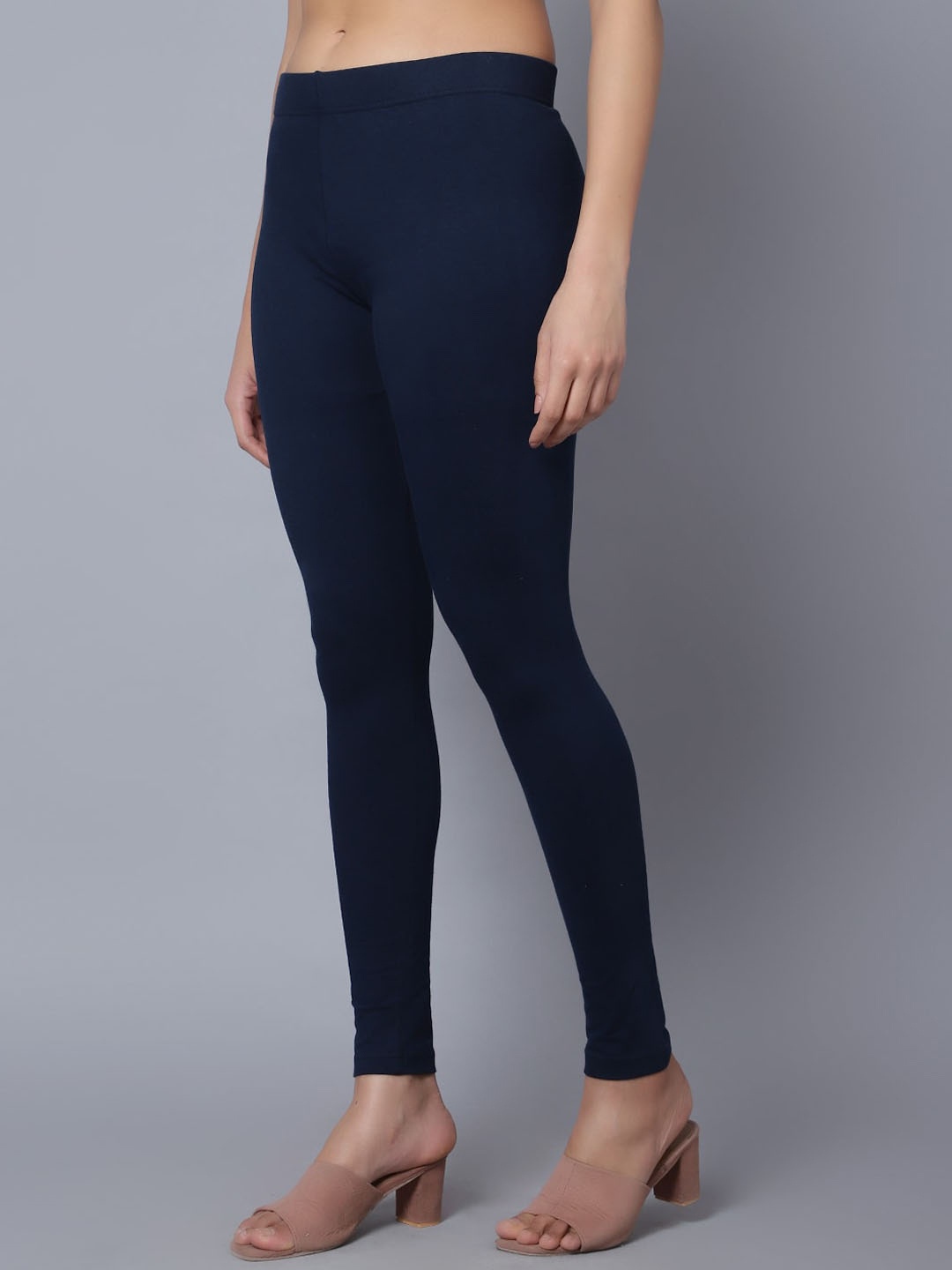 

DIAZ Skinny fit Cotton Ankle Length Leggings, Navy blue