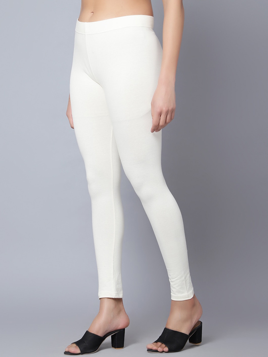 

DIAZ Ankle Length Cotton Leggings, White