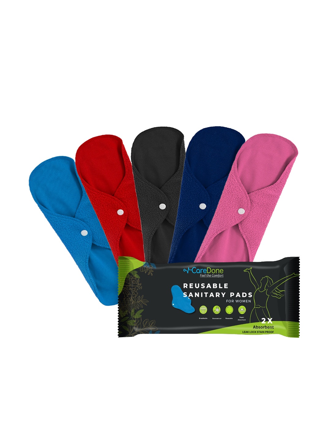

CareDone 5-Pcs Absorbent Cloth Sanitary Pads, Multi