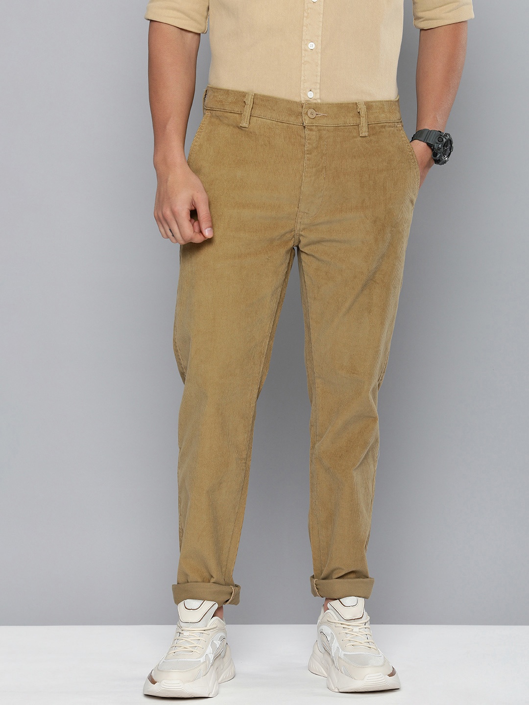 

Levis Men Slim Fit Corduroy Chinos Trousers, Khaki