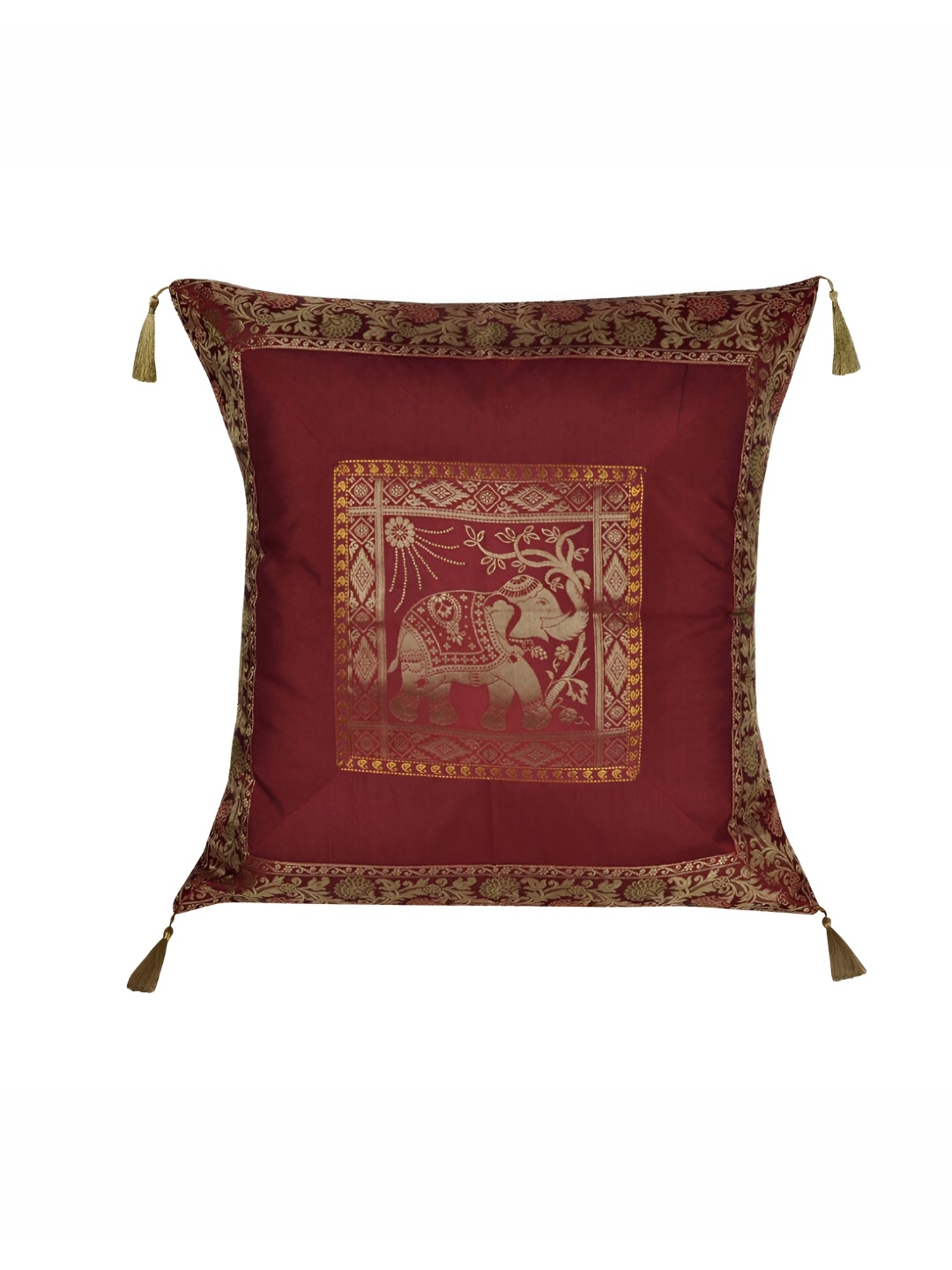 

Lal Haveli Maroon Ethnic Motifs Square Cushion Covers
