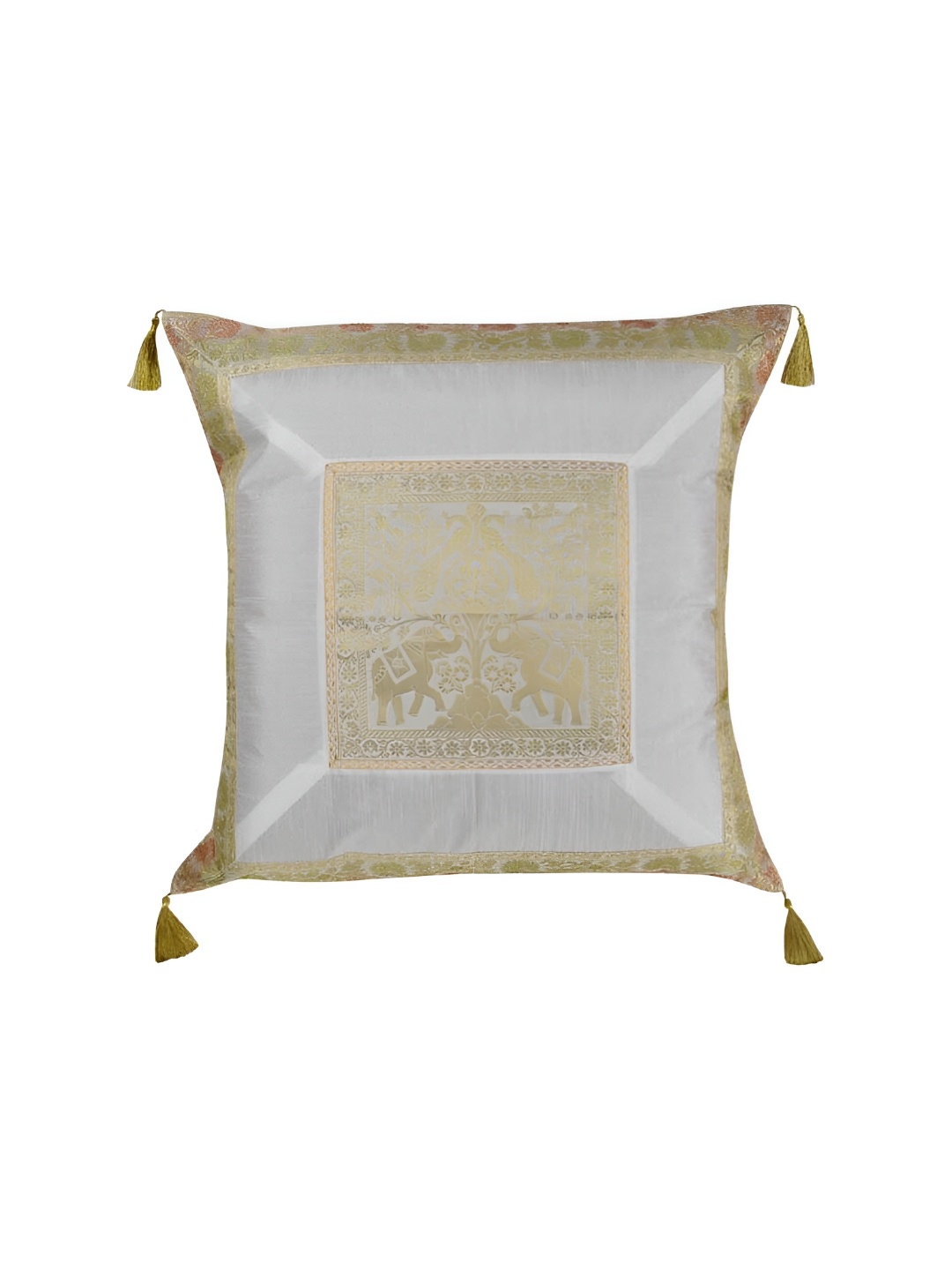 

Lal Haveli White Ethnic Motifs Square Cushion Covers