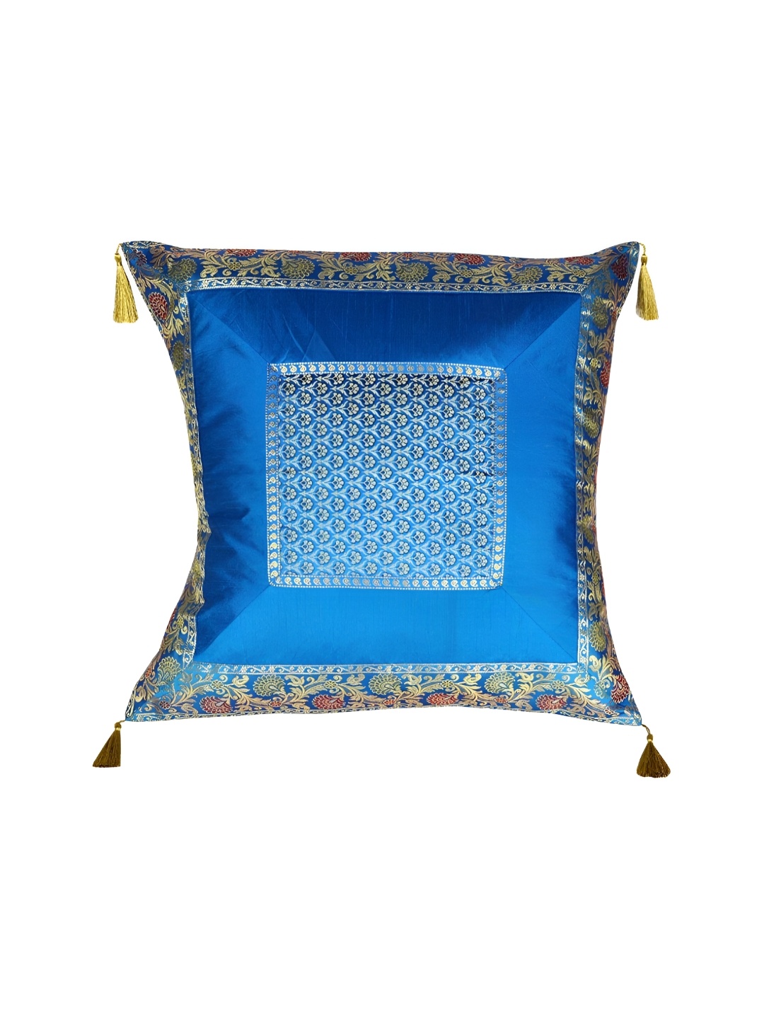 

Lal Haveli Turquoise Blue Ethnic Motifs Square Cushion Covers