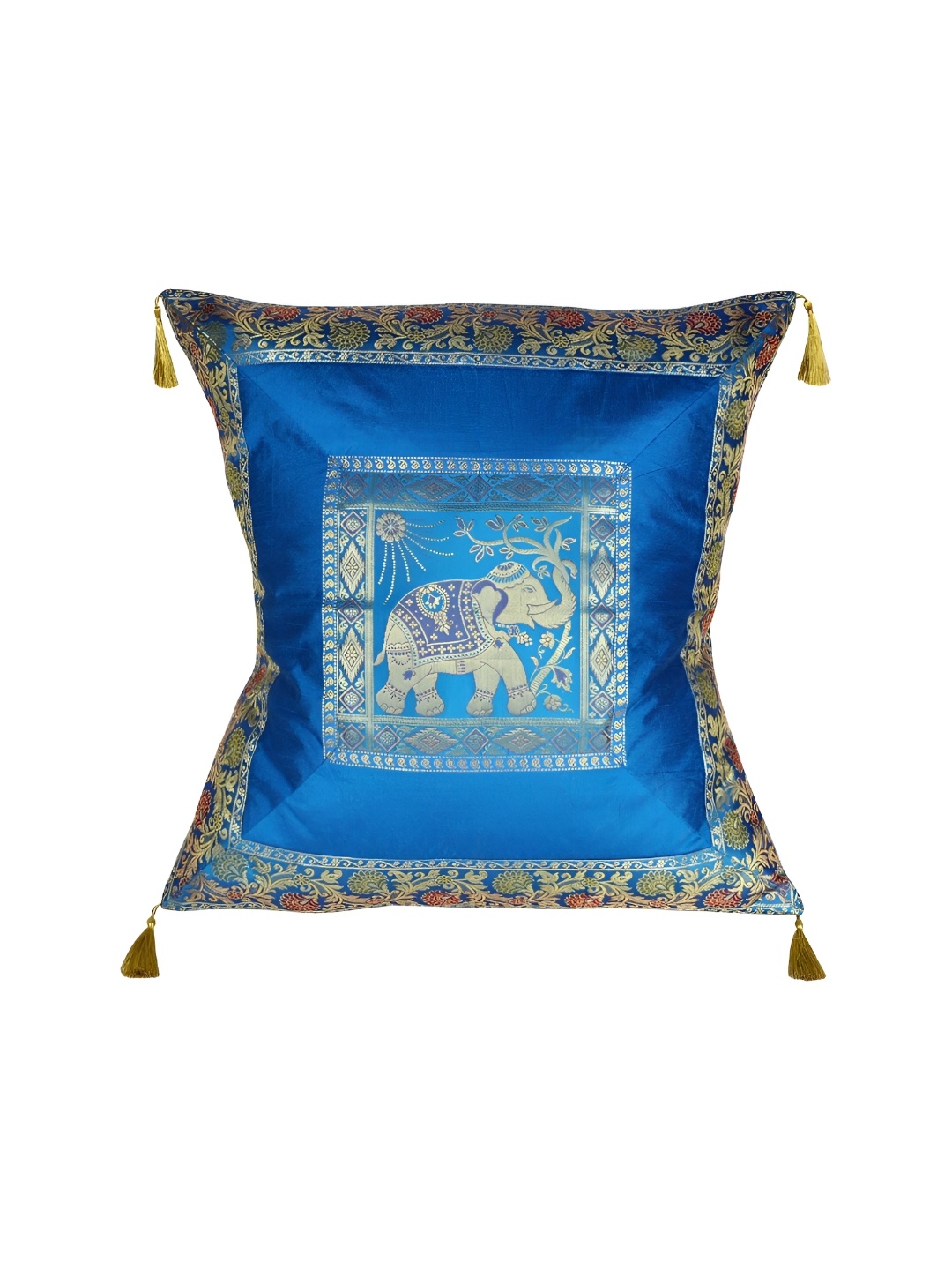 

Lal Haveli Turquoise Blue Ethnic Motifs Square Cushion Covers