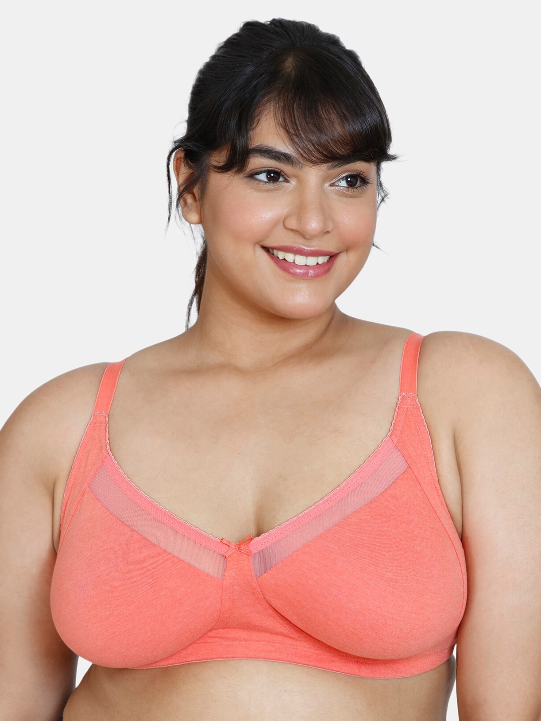 

Zivame Plus Size Full Coverage Everyday Bra All Day Comfort, Orange