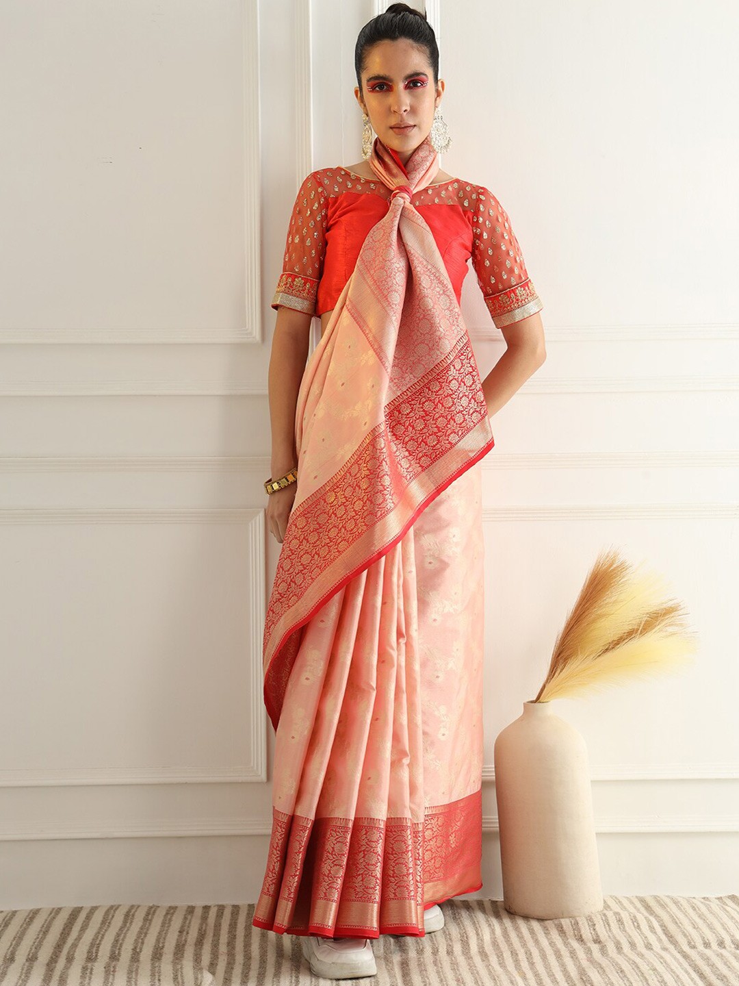 

Chhabra 555 Banarasi Silk With Meenakari Zari Saree, Pink