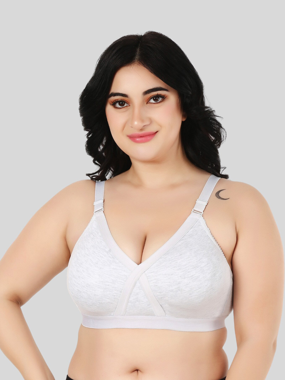 

FUNAHME Non Padded Full Coverage All Day Comfort Cotton T-shirt Bra, White
