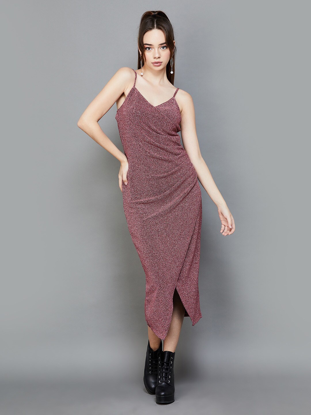 

Ginger by Lifestyle Shoulder Straps Sheath Midi Dress, Pink