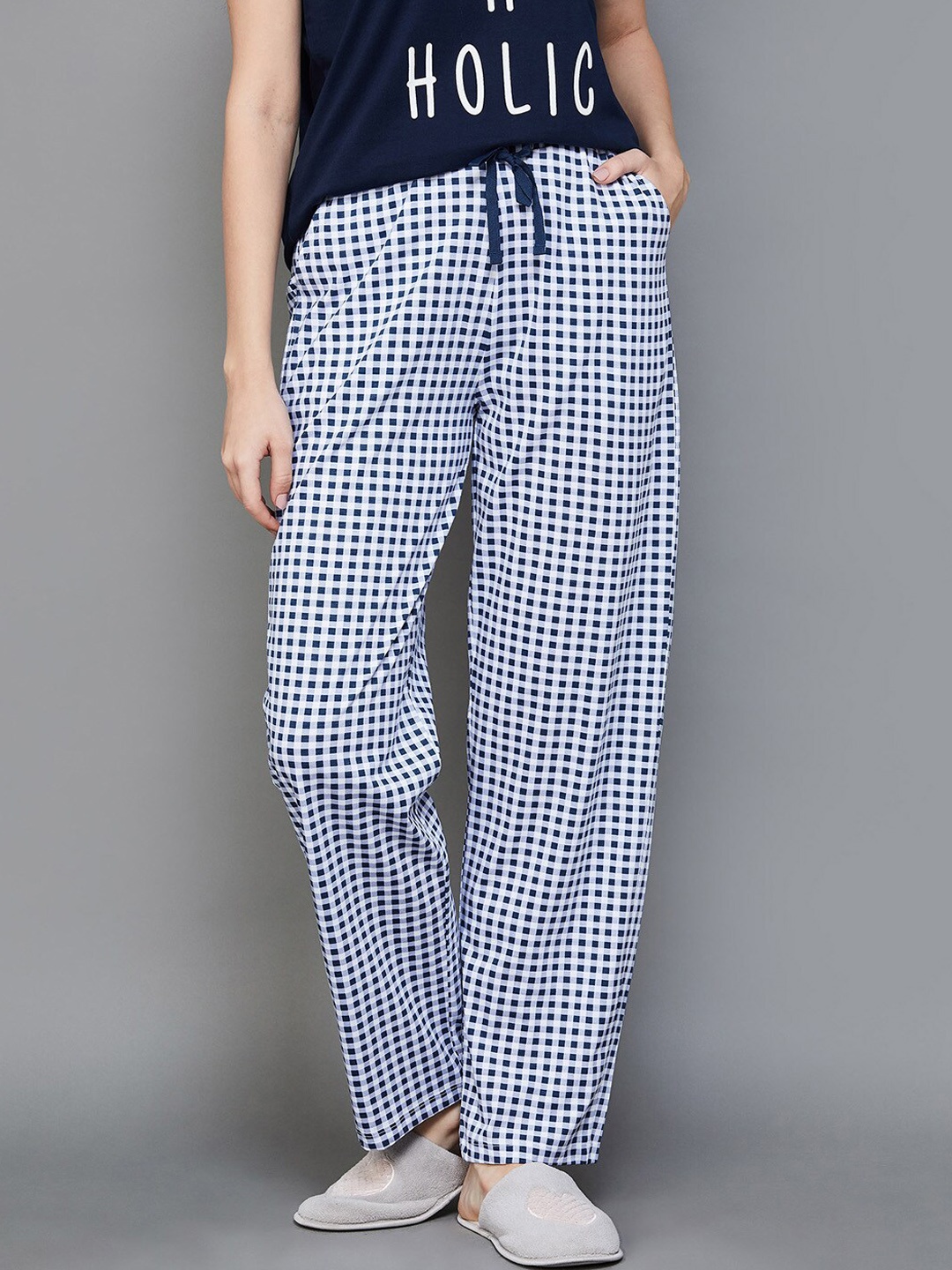 

Ginger by Lifestyle Women Checked Cotton Lounge Pant, Blue