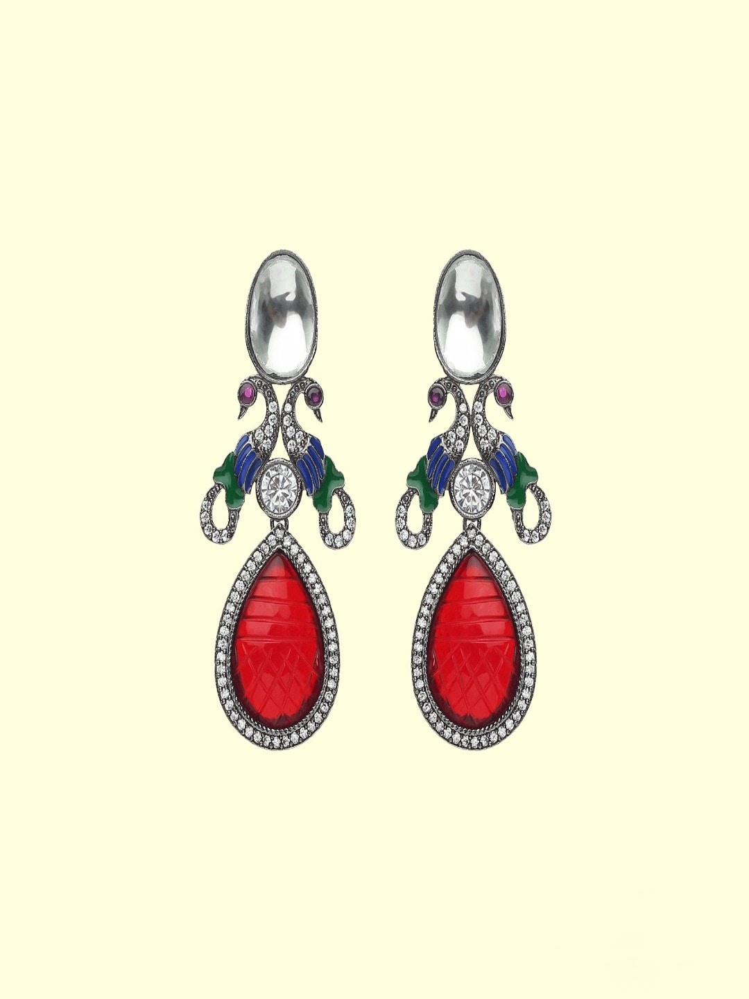 

Runjhun Stone Studded Contemporary Drop Earrings, Gold