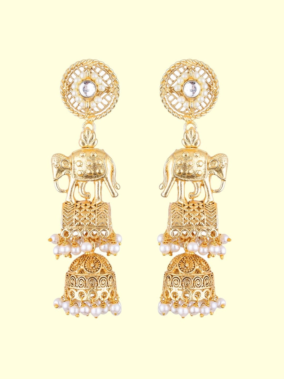 

Runjhun Studded Animal Shaped Jhumkas, Gold