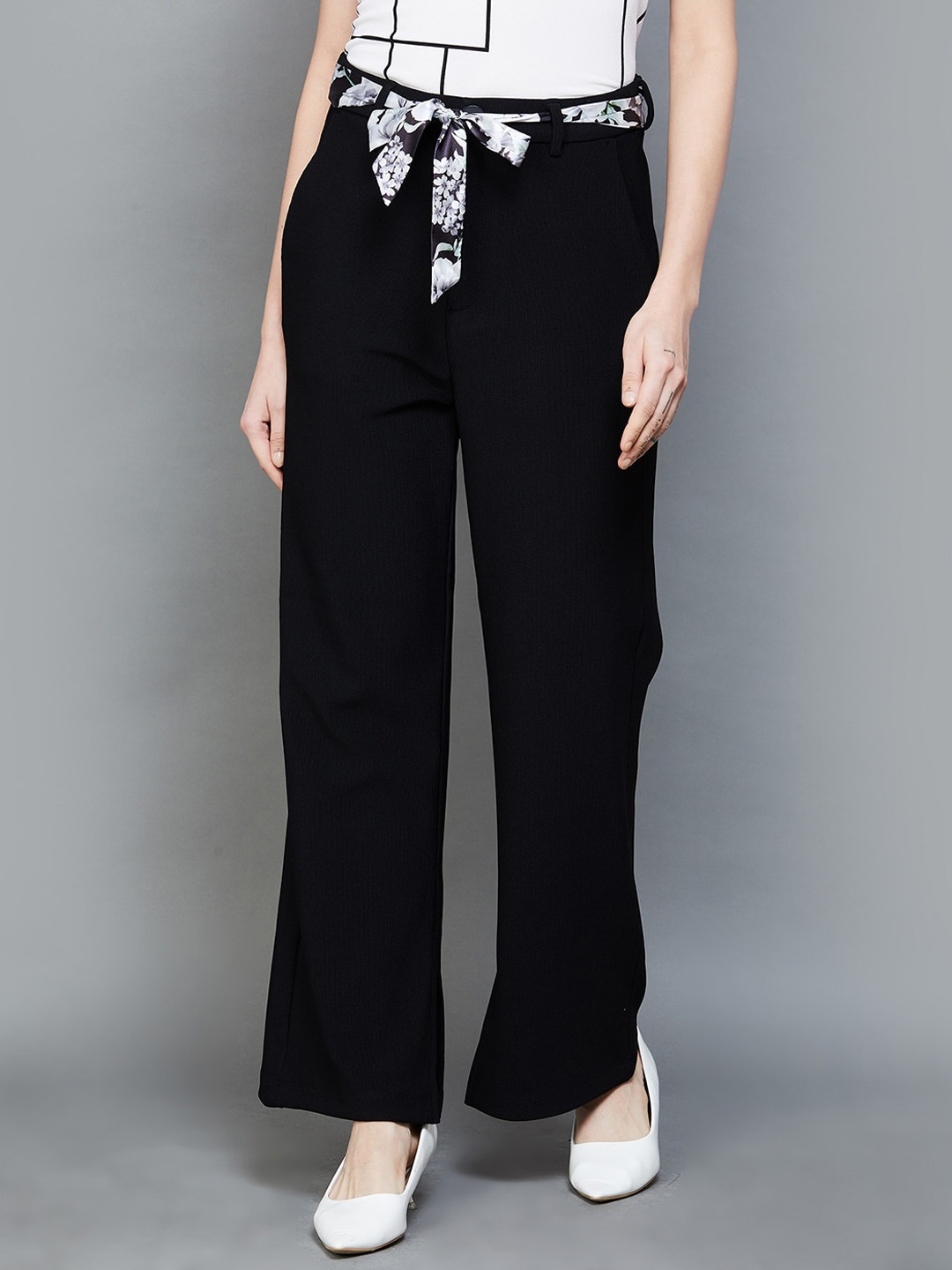 

CODE by Lifestyle Women Mid-Rise Parallel Trousers, Black
