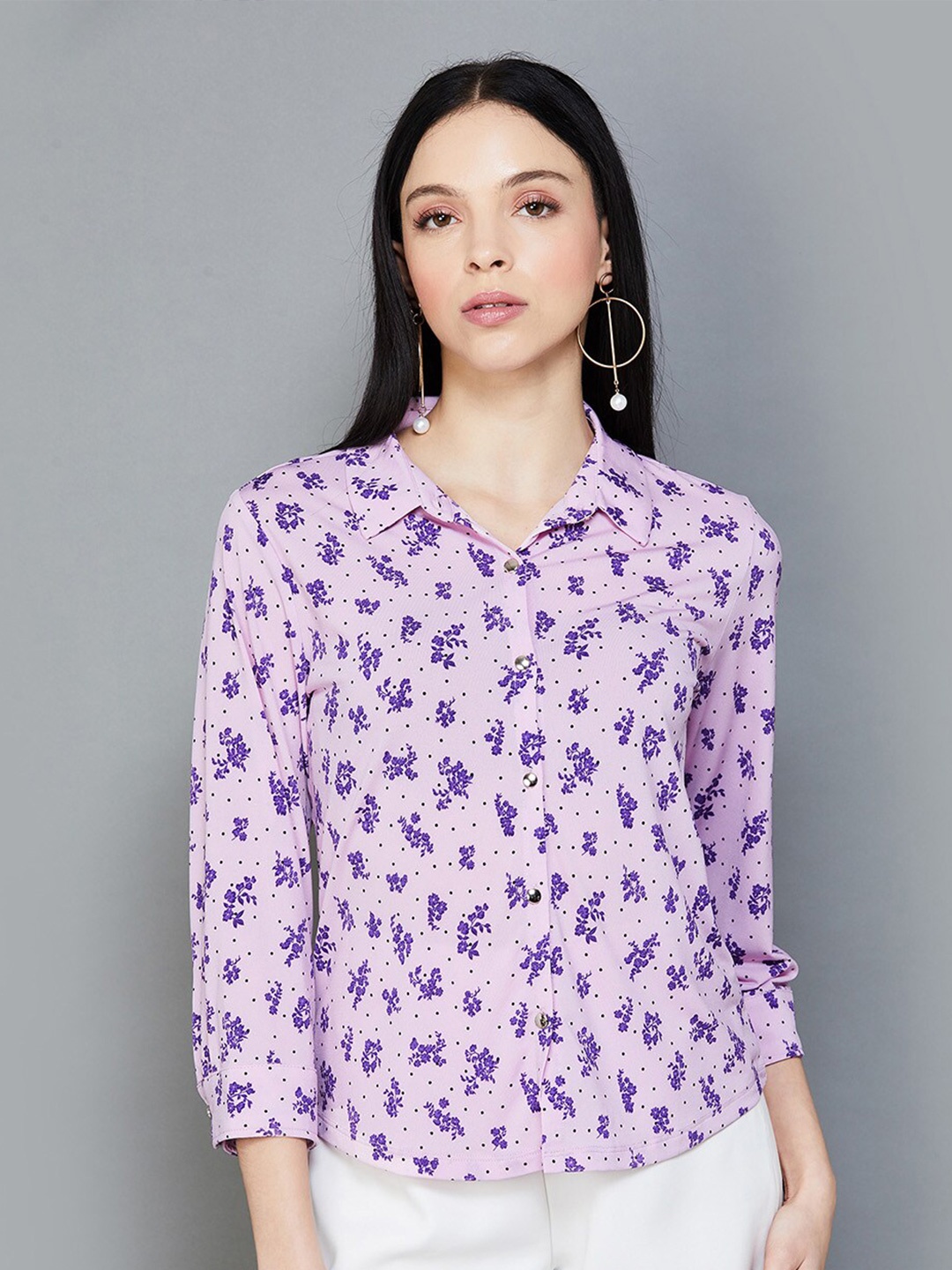 

CODE by Lifestyle Floral Printed Shirt Style Top, Pink