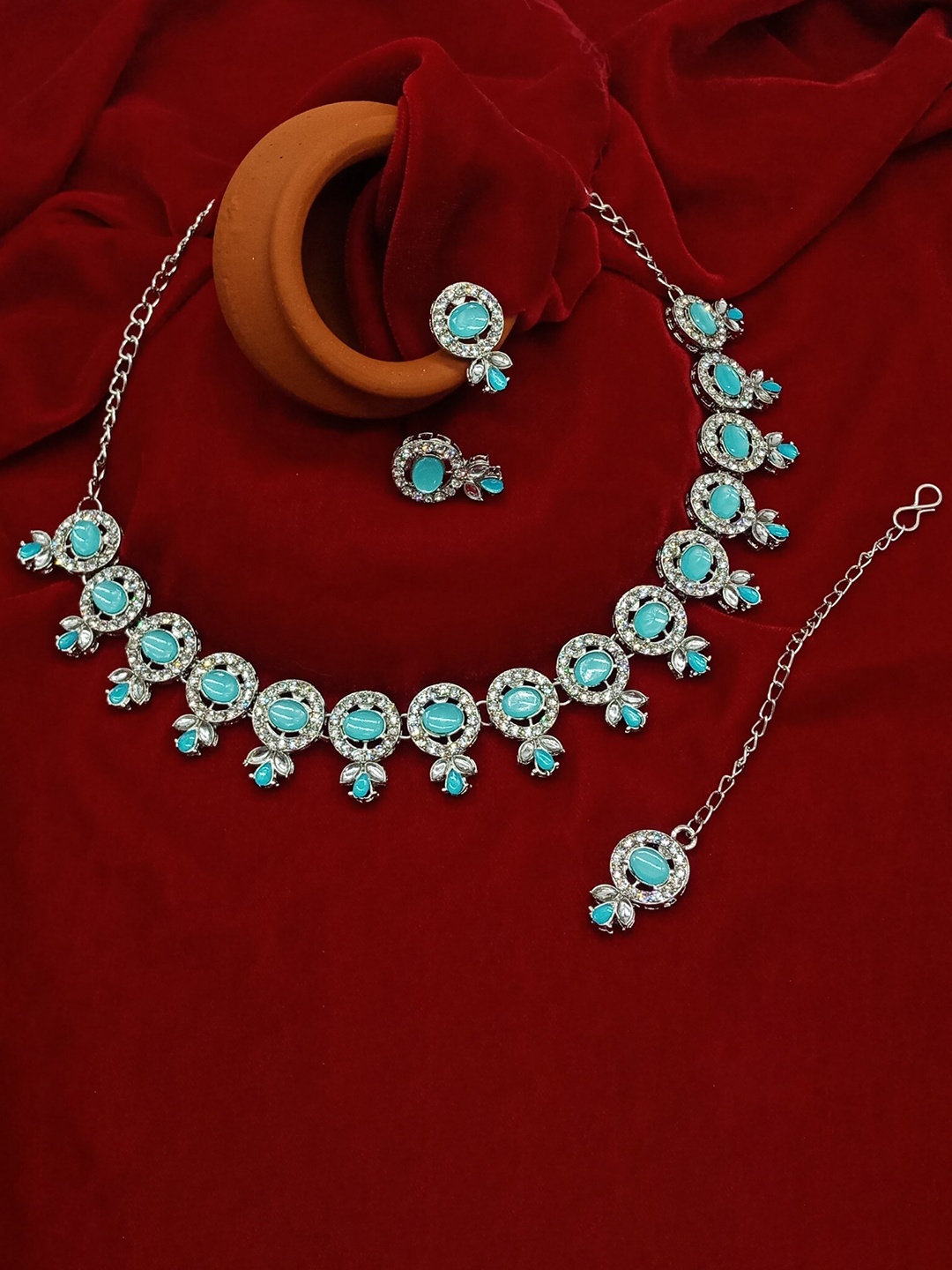 

AASHISH IMITATION Rhodium-Plated Jewellery Set, Silver