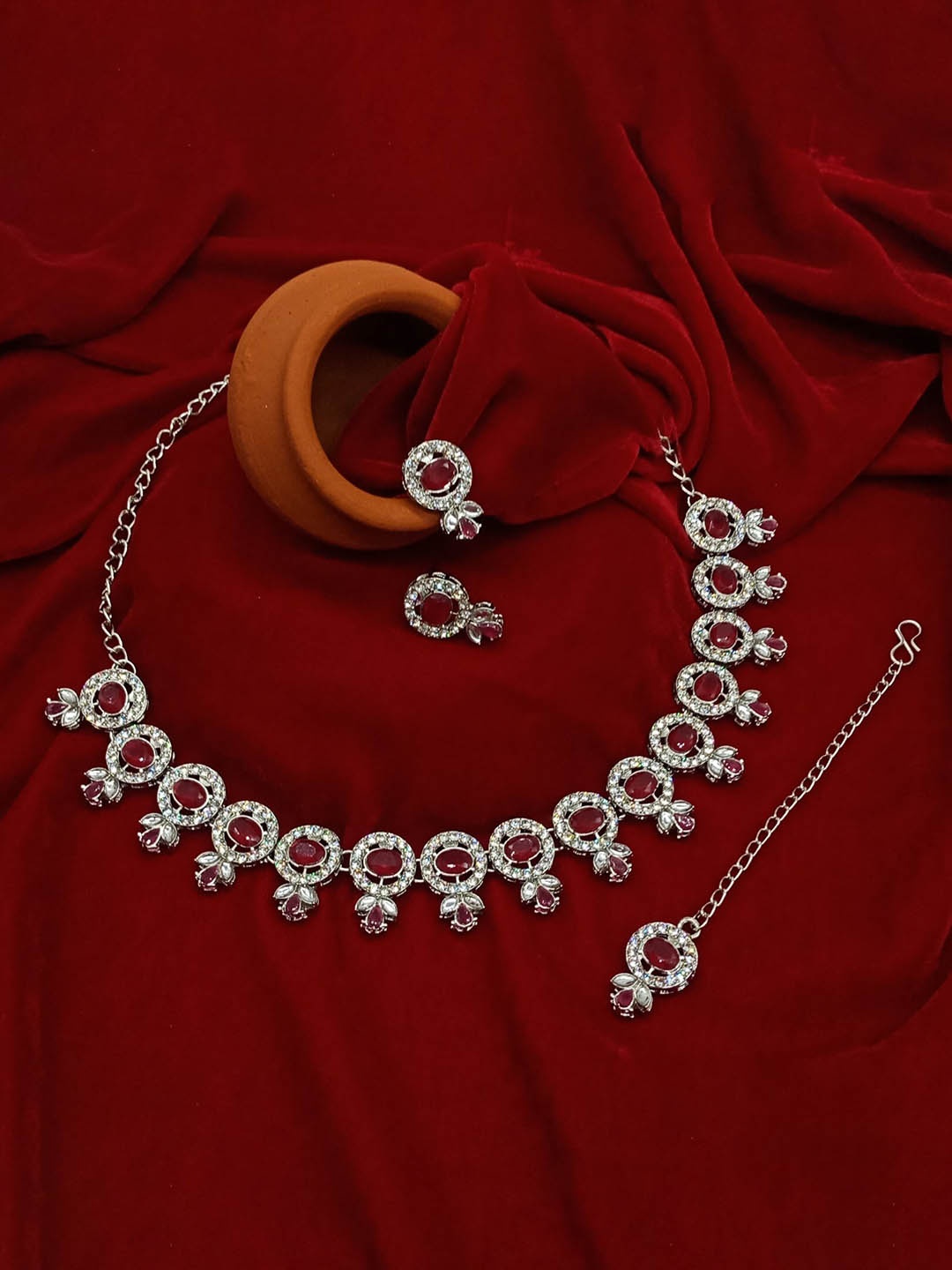 

AASHISH IMITATION Rhodium-Plated Jewellery Set, Silver