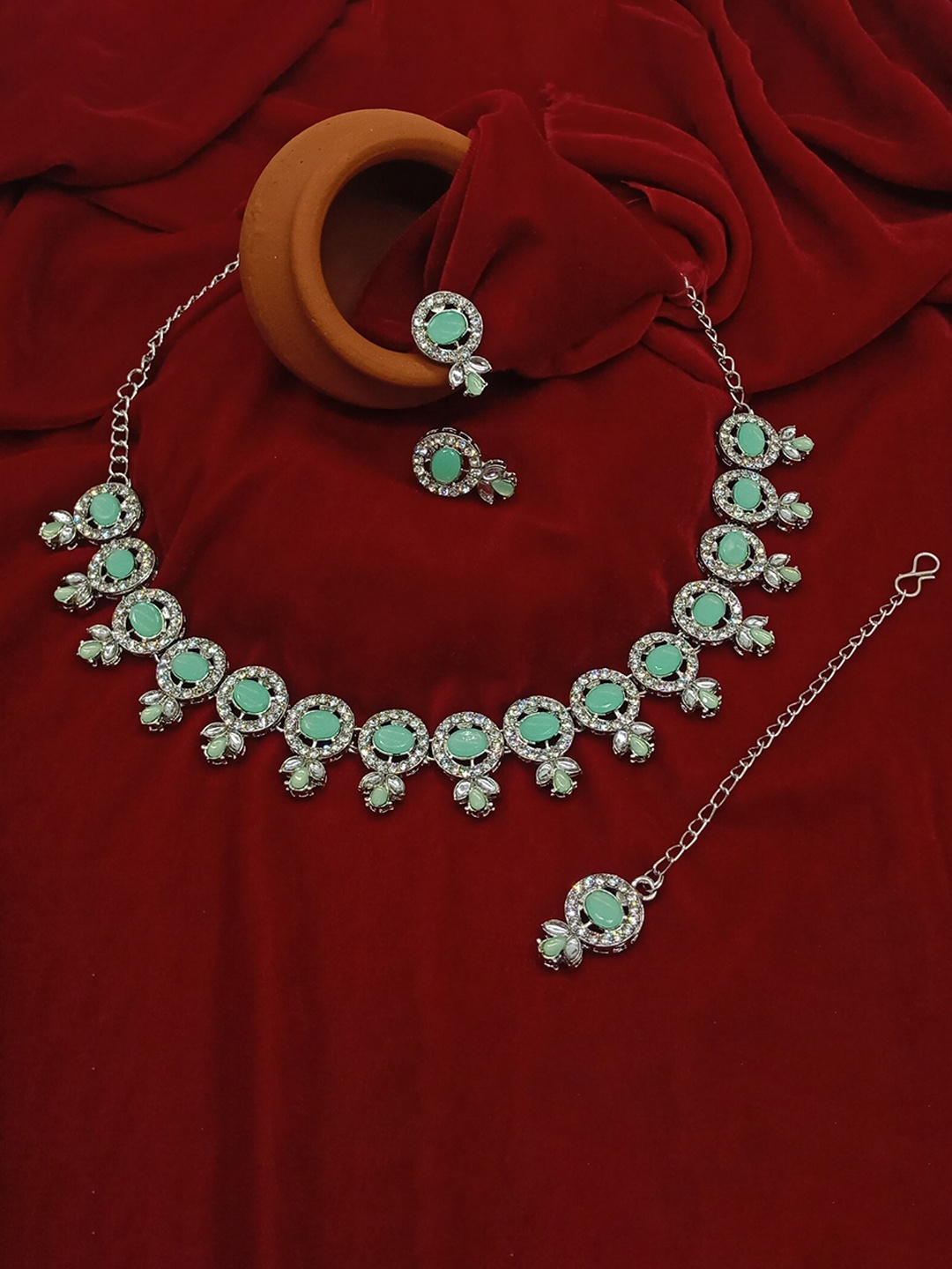 

AASHISH IMITATION Rhodium-Plated Jewellery Set, Silver
