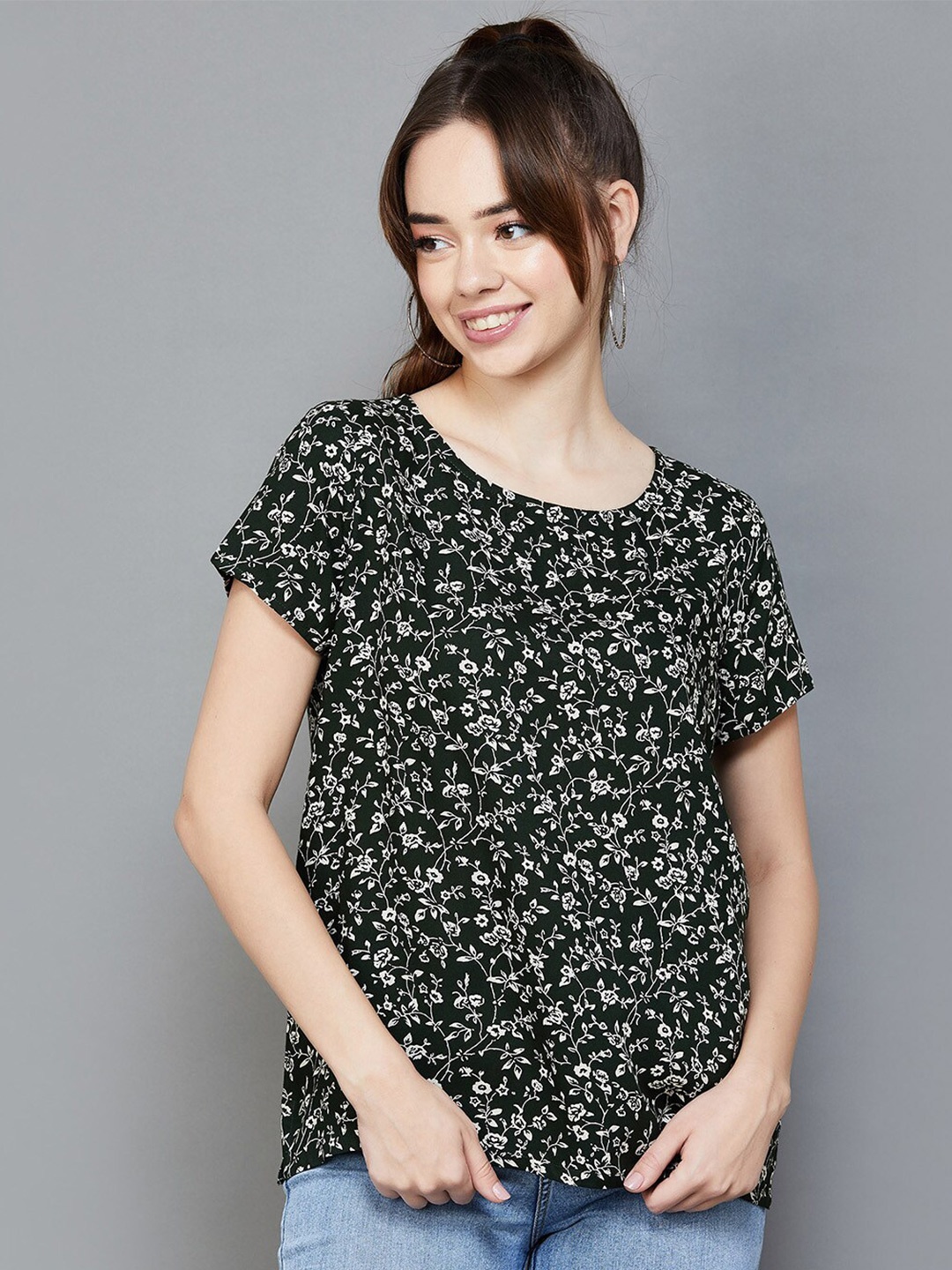 Fame Forever by Lifestyle Floral Printed Top, Green