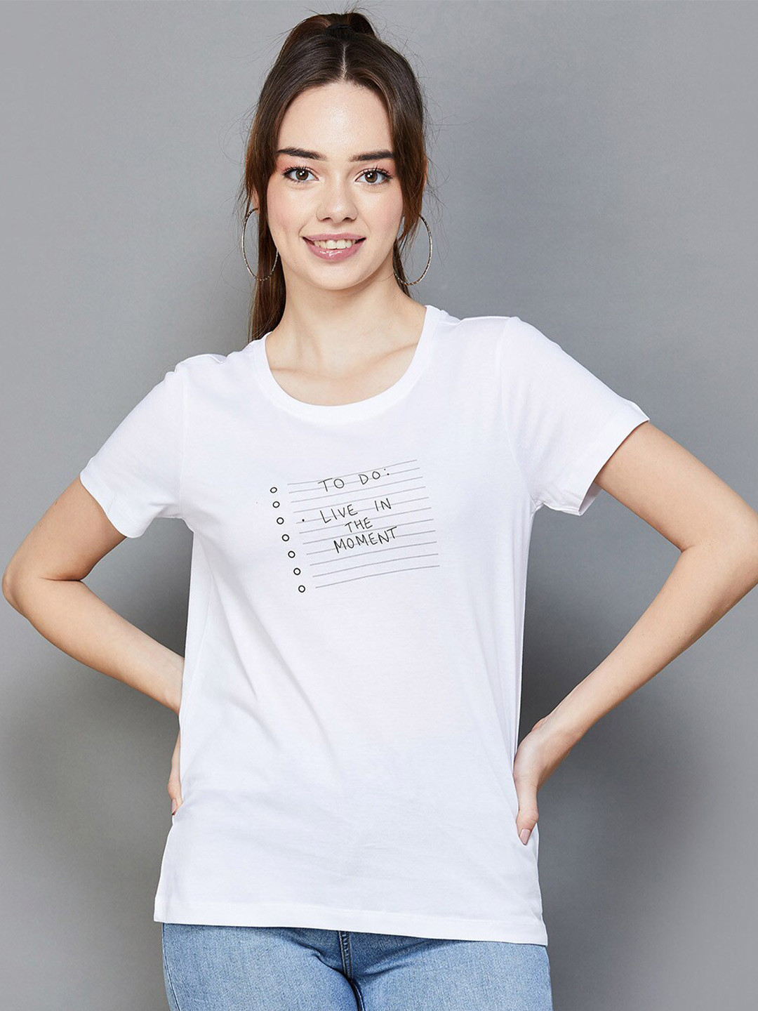 

Fame Forever by Lifestyle Typography Printed Pure Cotton Top, White