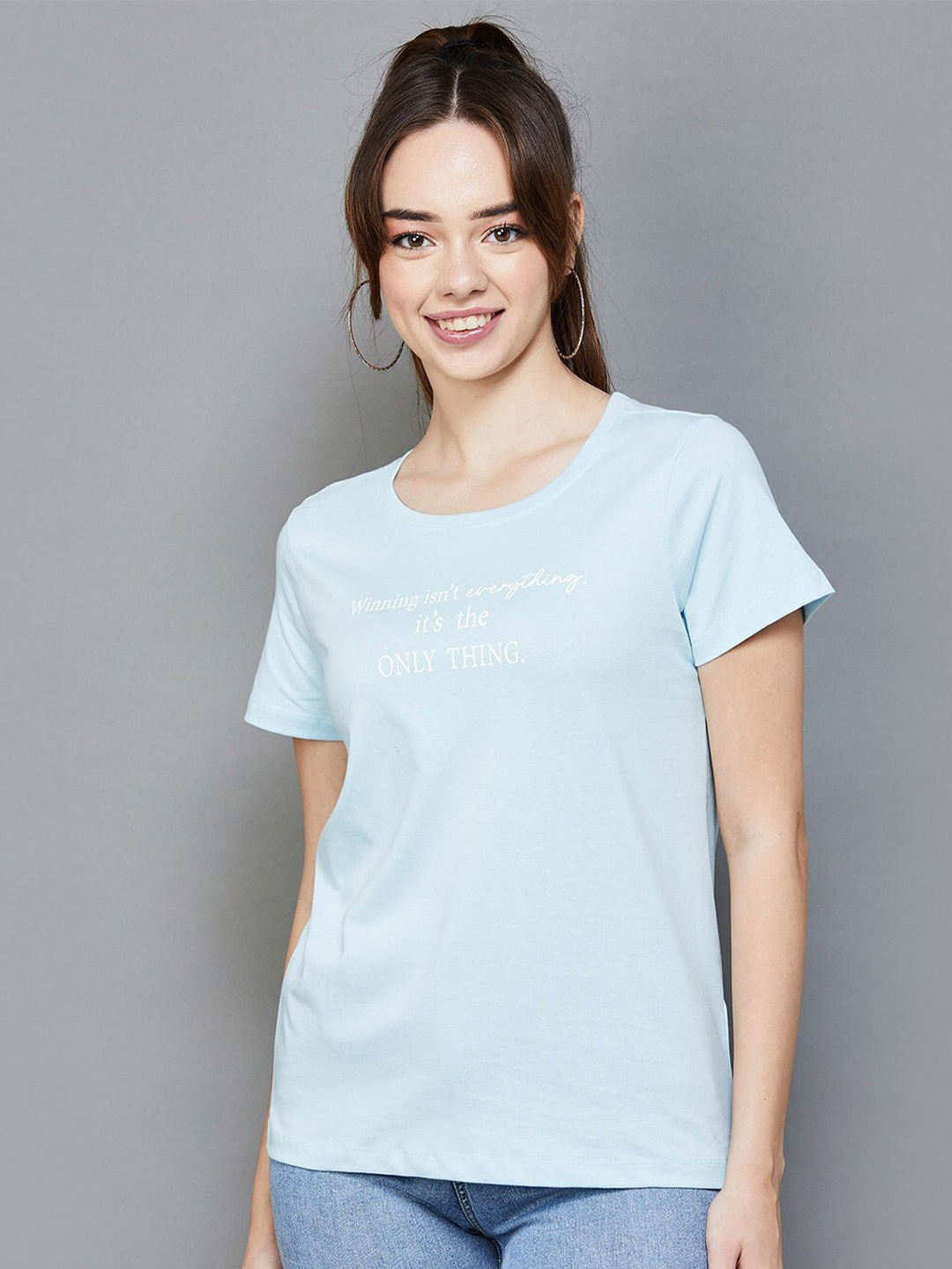 

Fame Forever by Lifestyle Typography Printed Pure Cotton T-Shirt, Blue