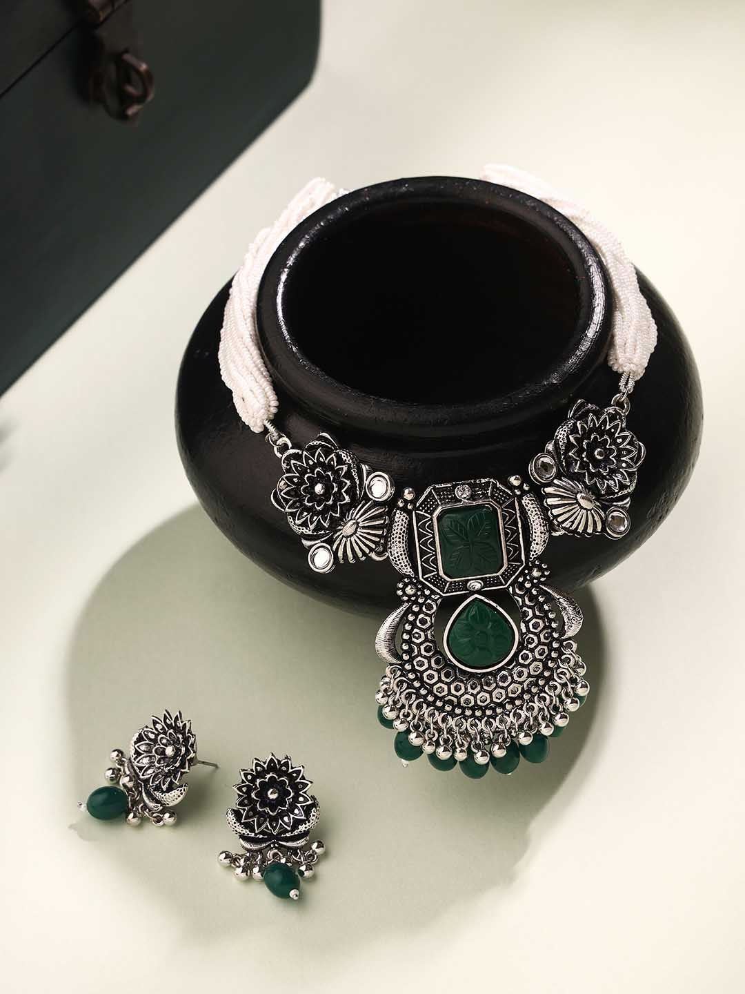 

Priyaasi Silver-Plated Pearl Beaded Jewellery Set