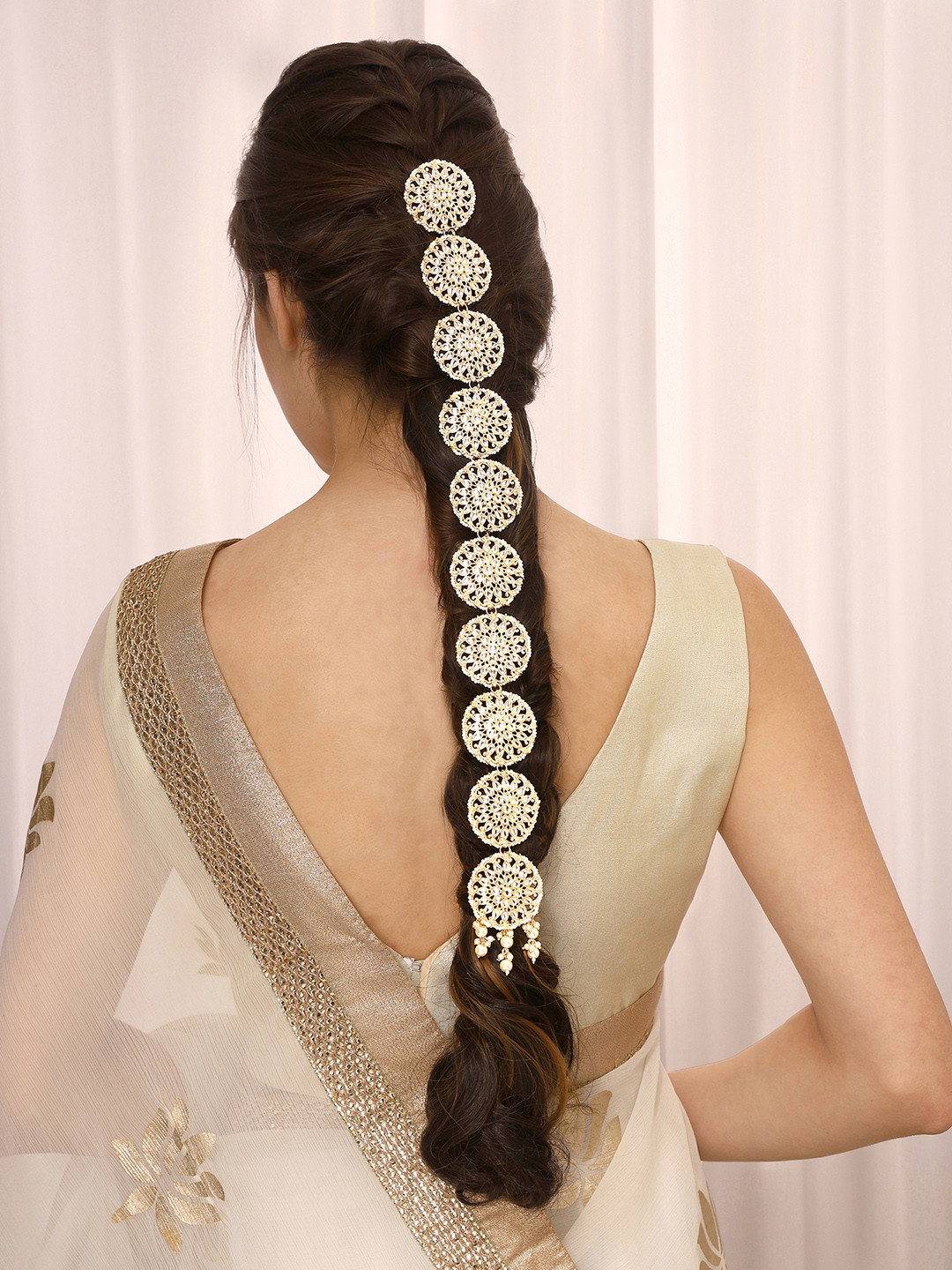 

Priyaasi Kundan Studded Beaded Hair Accessories, White