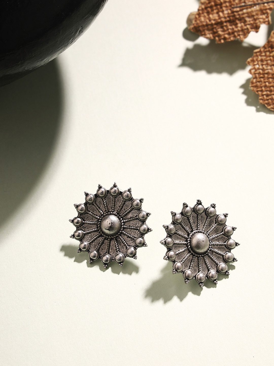 

Priyaasi Silver-Plated Floral Studs