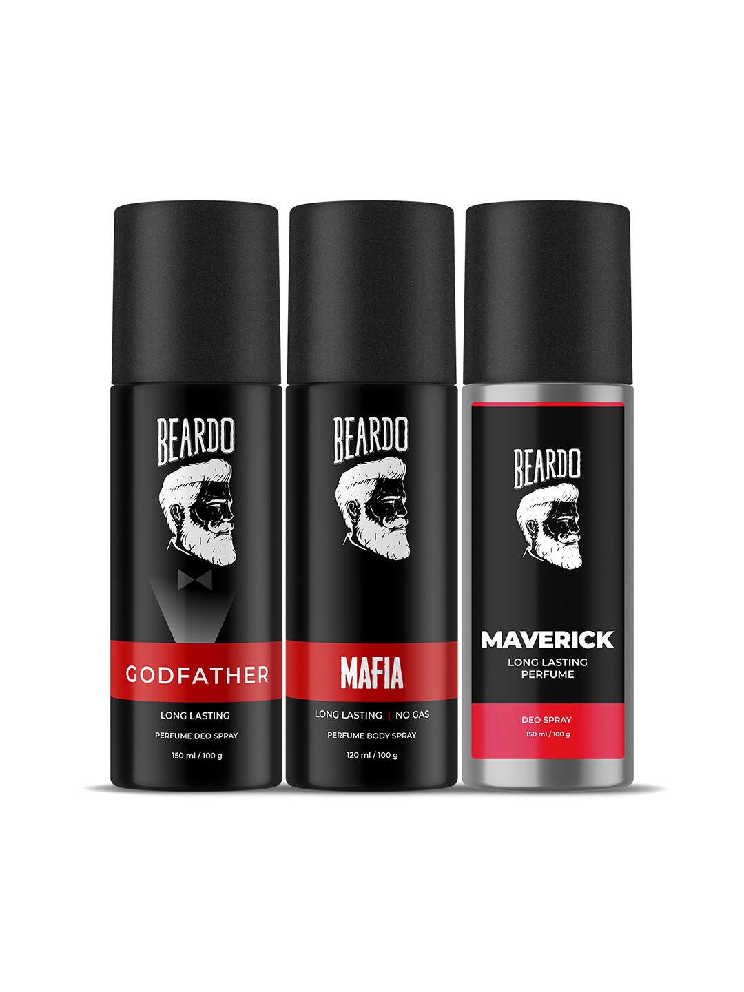 

BEARDO Set of 3 Long Lasting Deodorants - Godfather, Mafia & Maverick - 100 g Each, Black