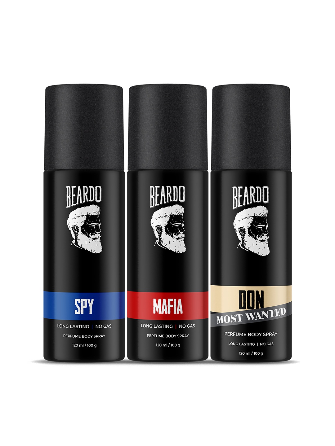 

BEARDO Set of 3 Long Lasting Deodorants - Spy, Mafia & Don Most Wanted - 100 g Each, Black