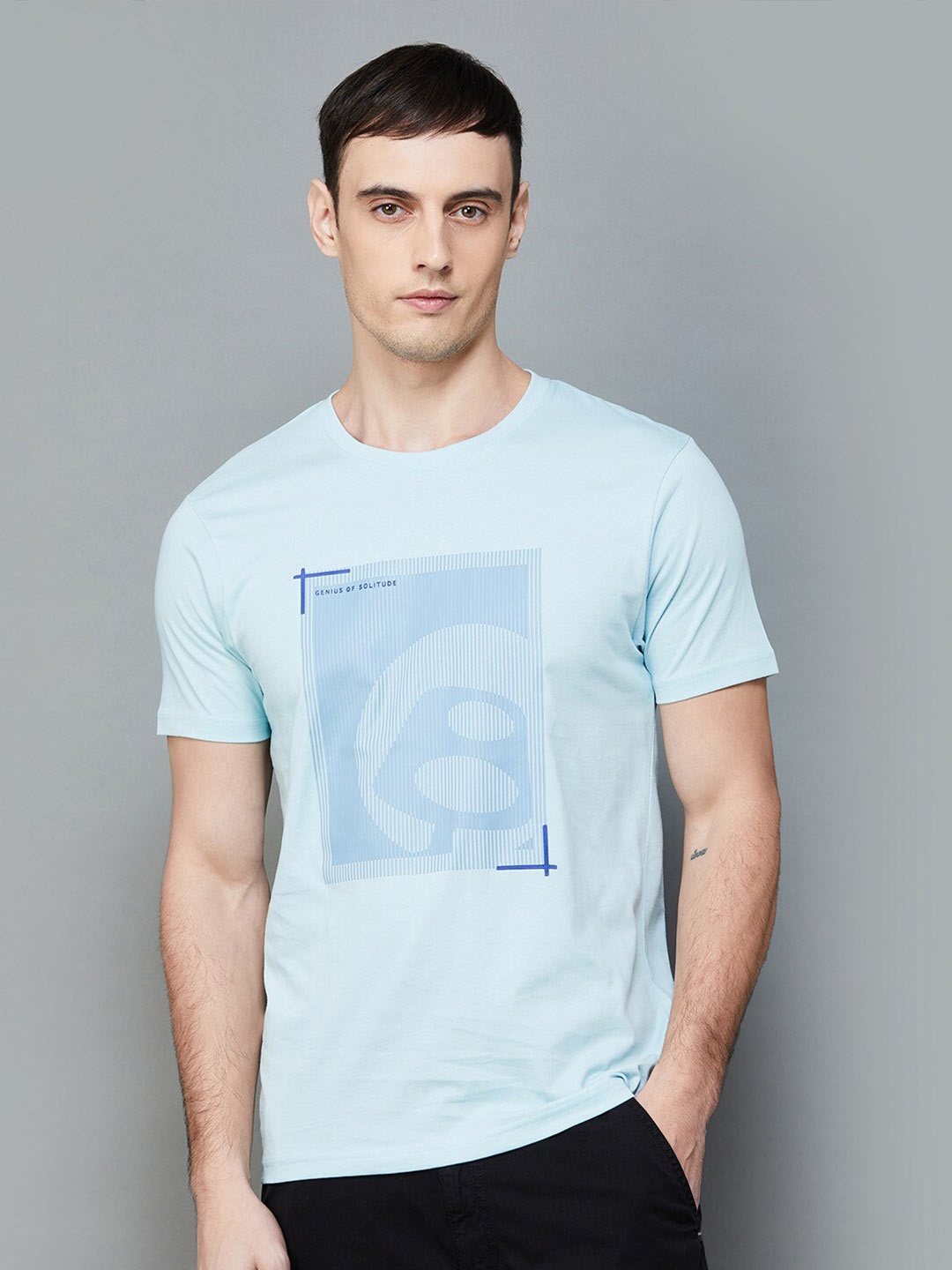 

Bossini Graphic Printed Cotton T-shirt, Blue