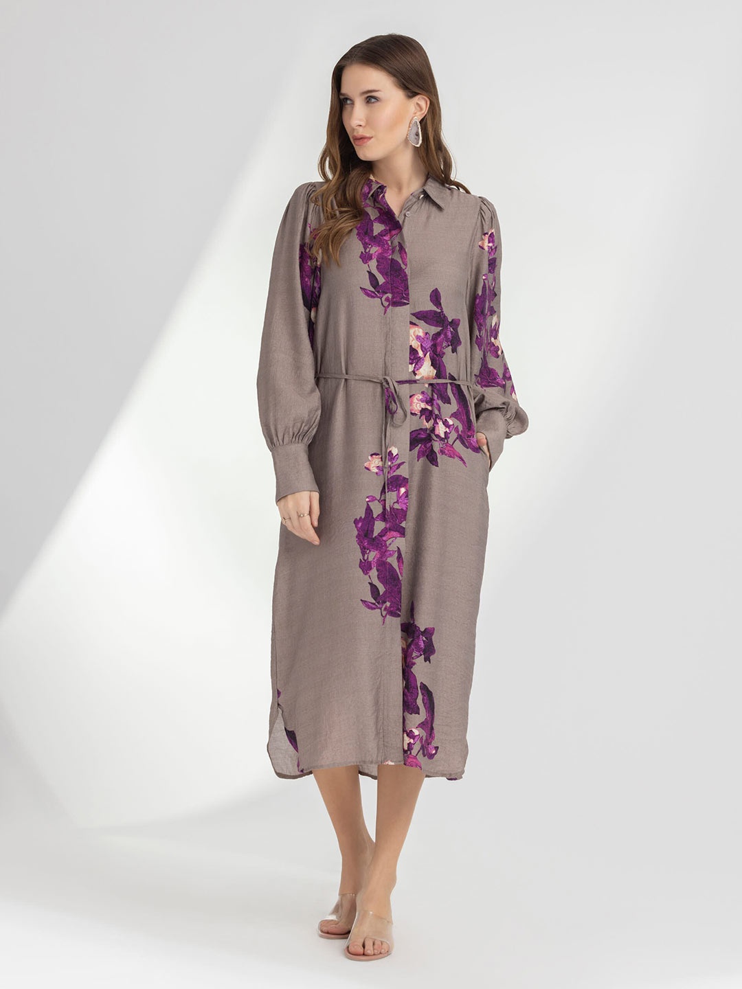 

B.Copenhagen Floral Printed A-Line Dress, Beige