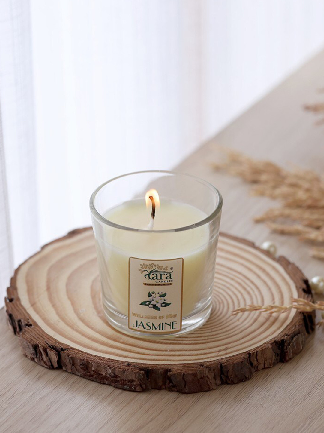 

Tara Enlightening World Jasmine Votive Scented Candle, Off white