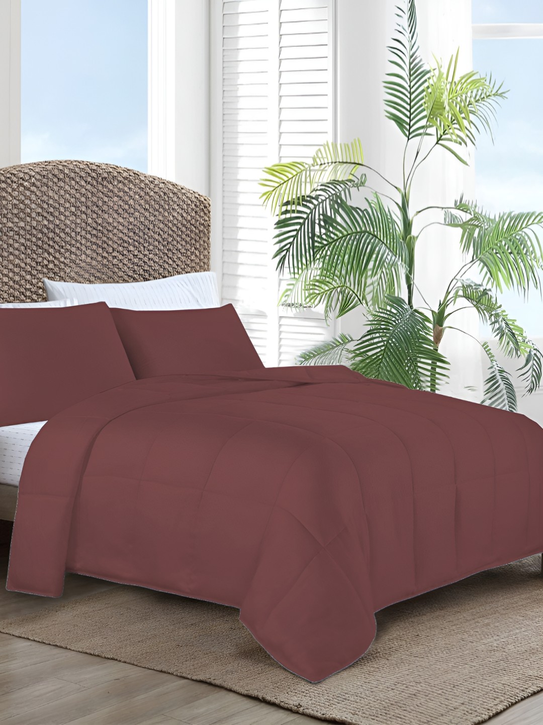 

LINENOVATION Maroon Mild Winter 150 GSM Double Bed Comforter