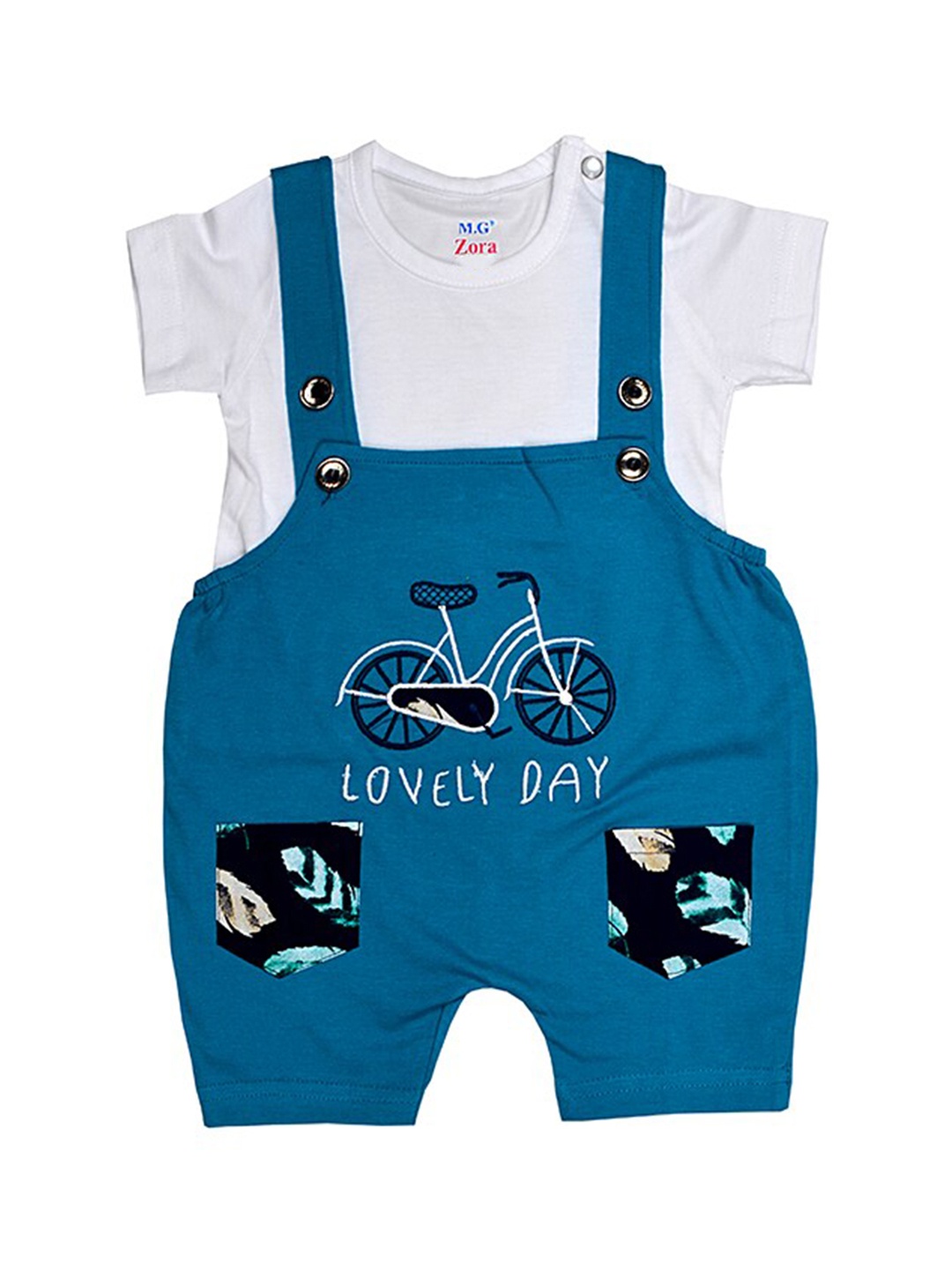 

BAESD Infant Kids Embroidered Pure Cotton Dungaree, Blue