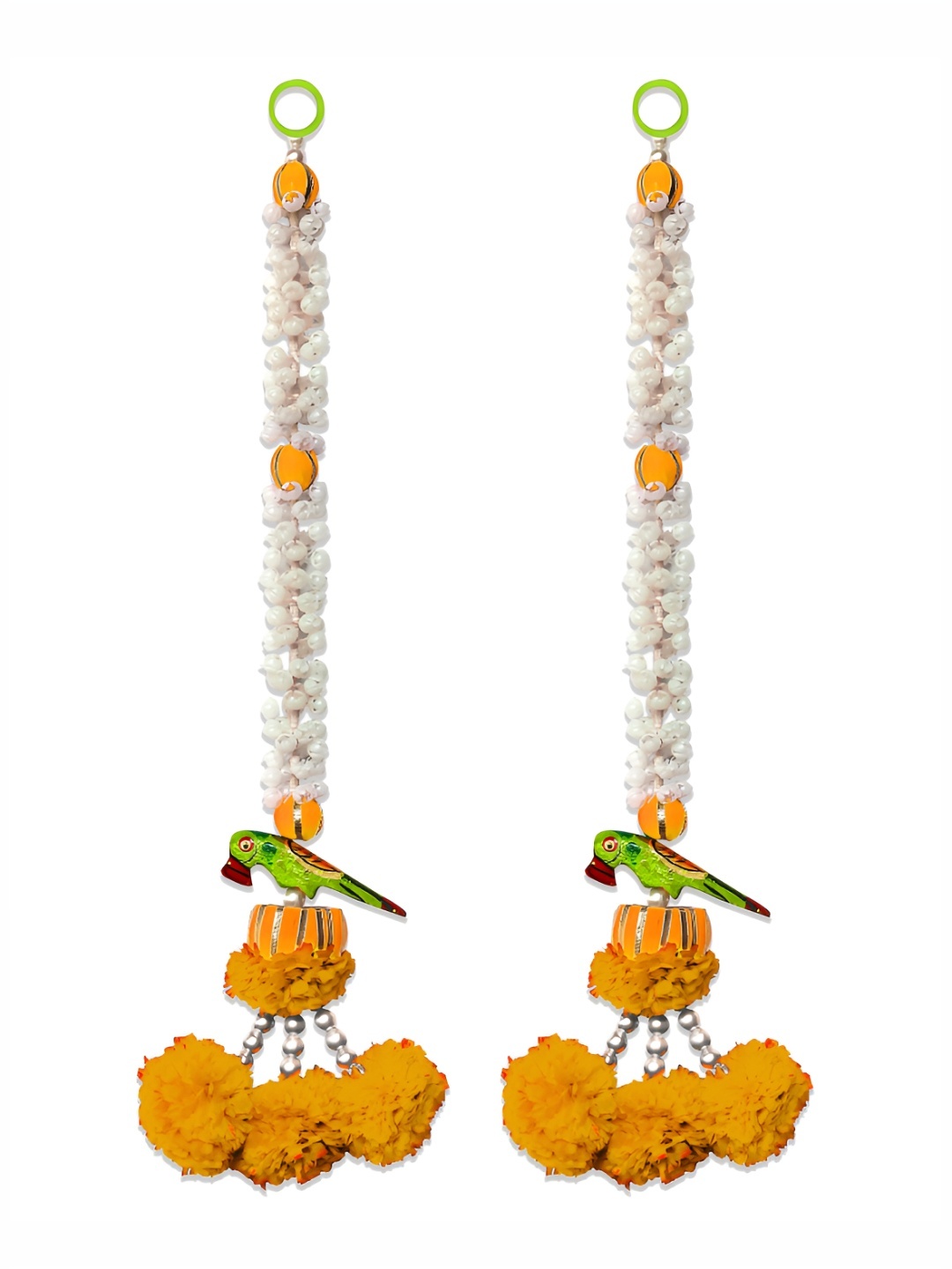 

iHandikart Orange Coloured 2 Pieces Hanging Jasmine Artificial Flower, White