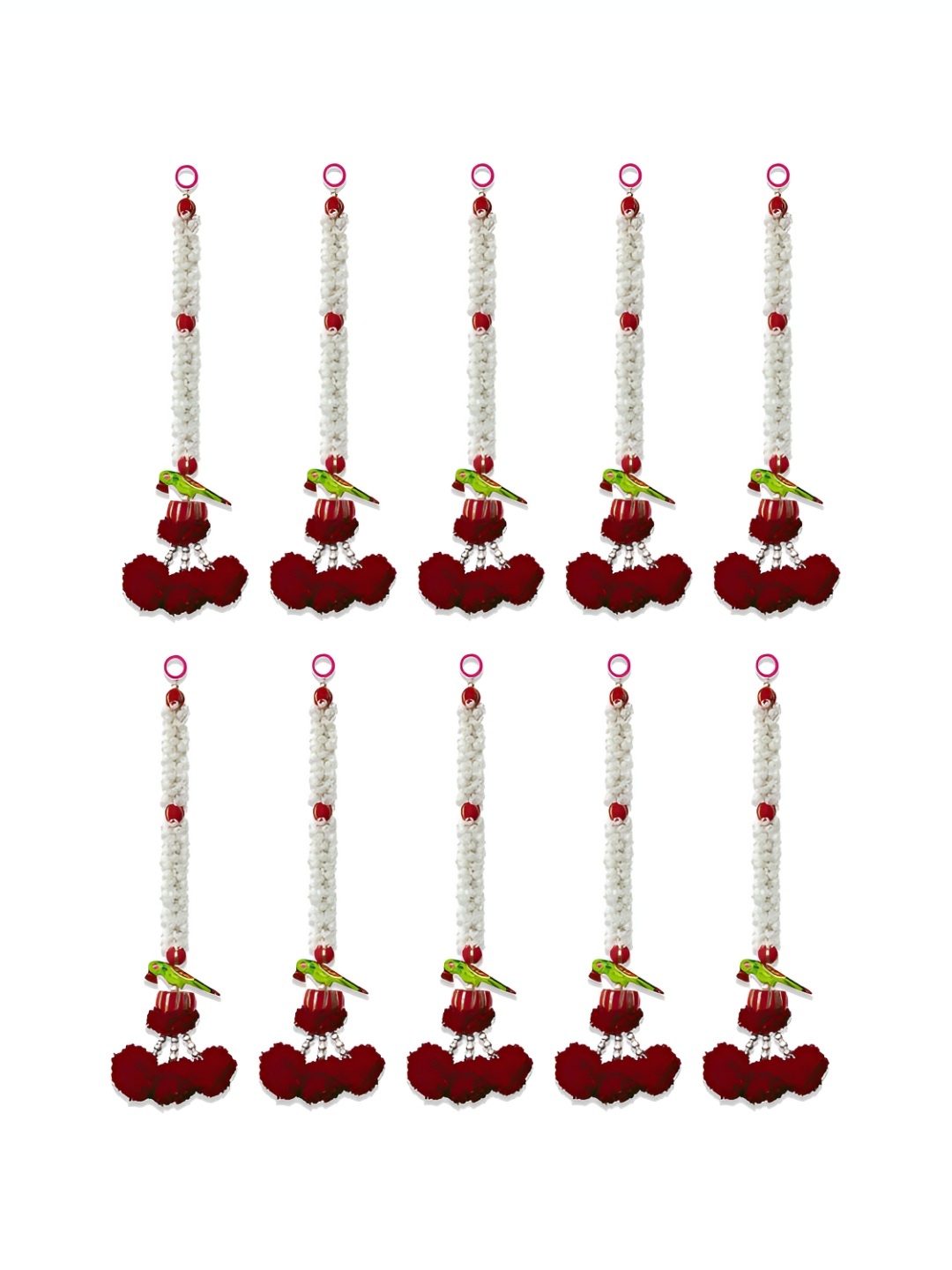 

iHandikart Red10 Pieces Hanging Jasmine Artificial Flower, Red