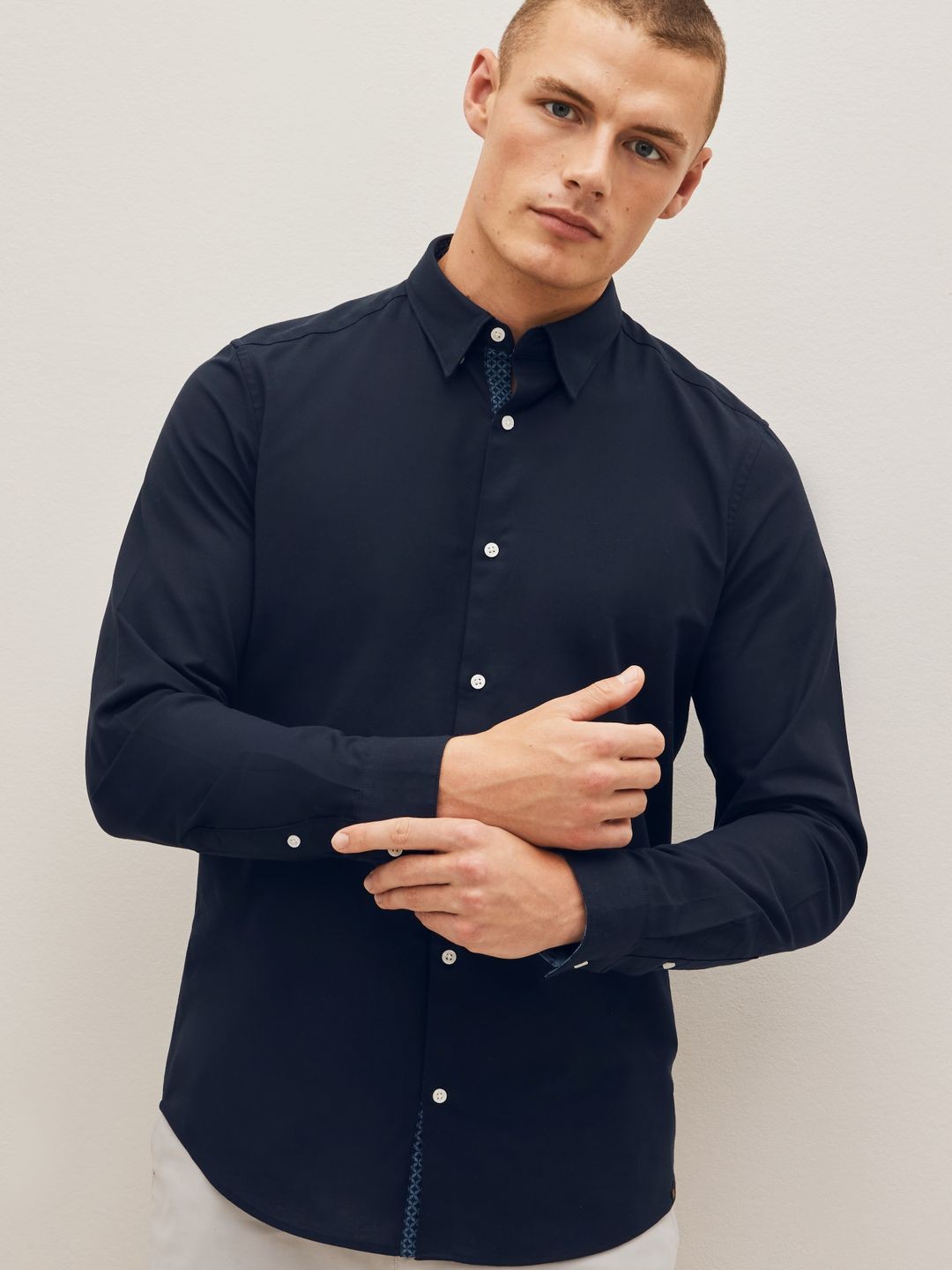 

NEXT Solid Casual Shirt, Navy blue