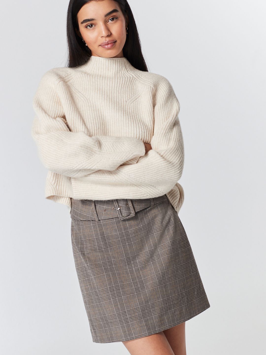 

NEXT Women Checked Mini Skirt, Brown