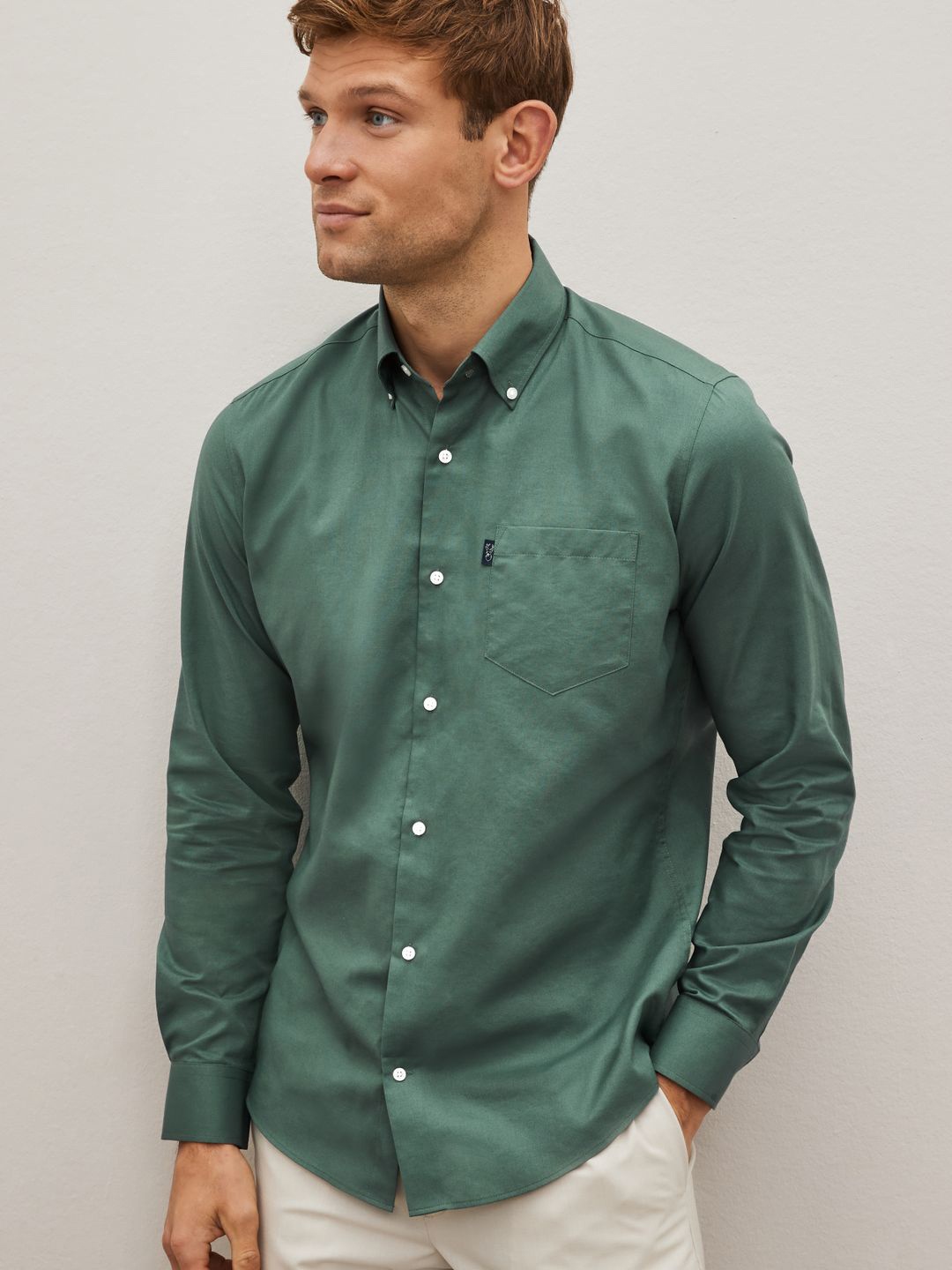 

NEXT Solid Slim Fit Casual Shirt, Green