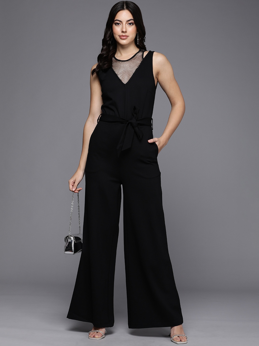 

NEXT V-Neck Embellished Basic Jumpsuit, Black