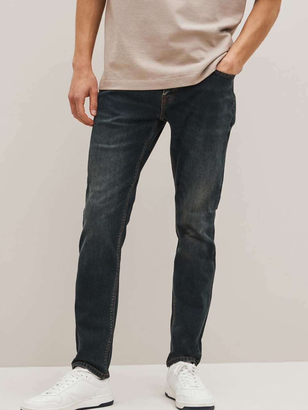 

NEXT Men Slim Fit Light Fade Stretchable Jeans, Blue